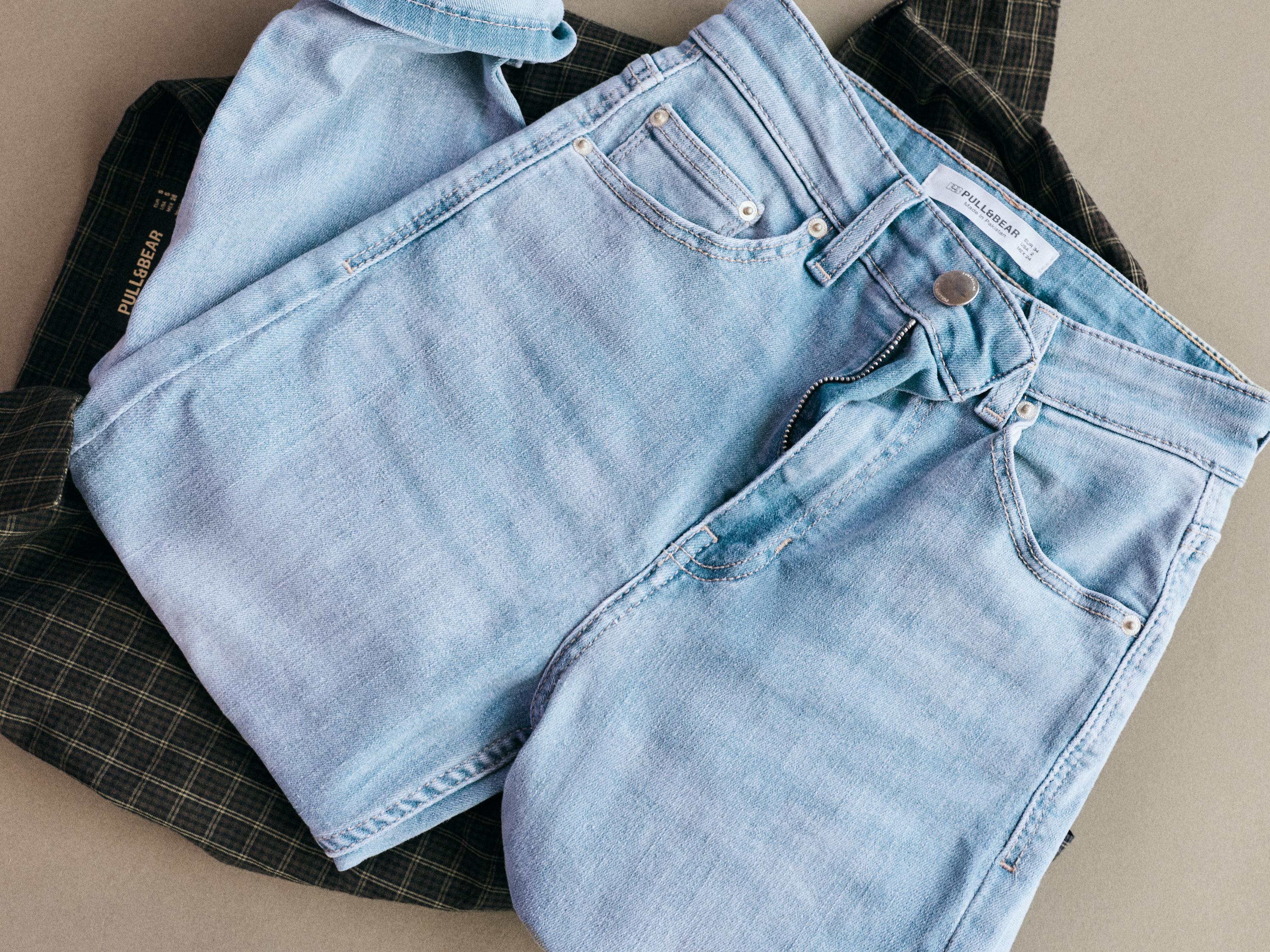 High-waist skinny jeans — Sky blue