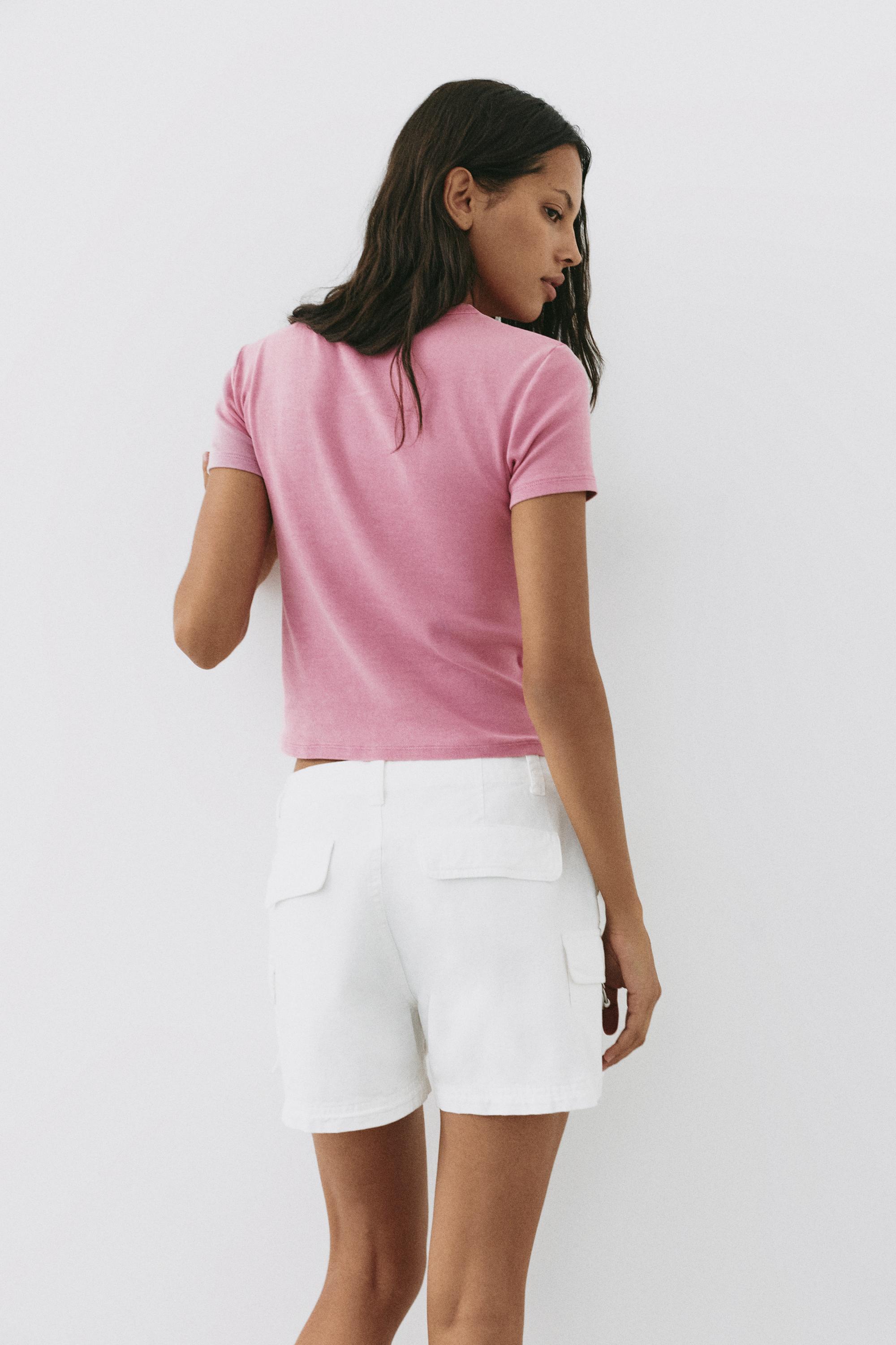 Crackled text graphic T-shirt — Pink