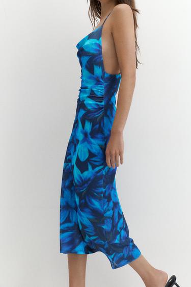 Floral strappy midi dress — Deep blue 4