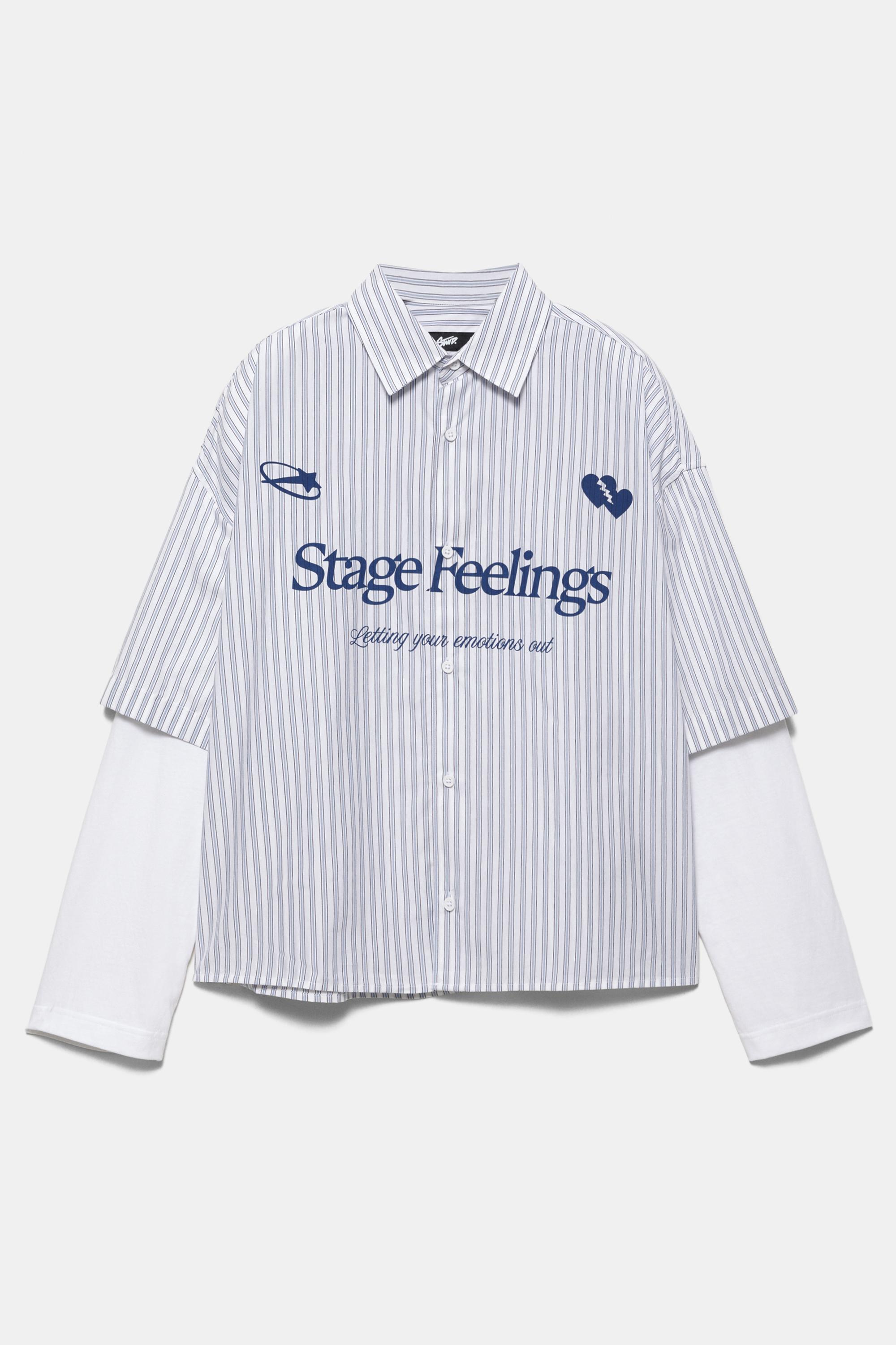 Çift kollu grafik detaylı gömlek - Görsel 2