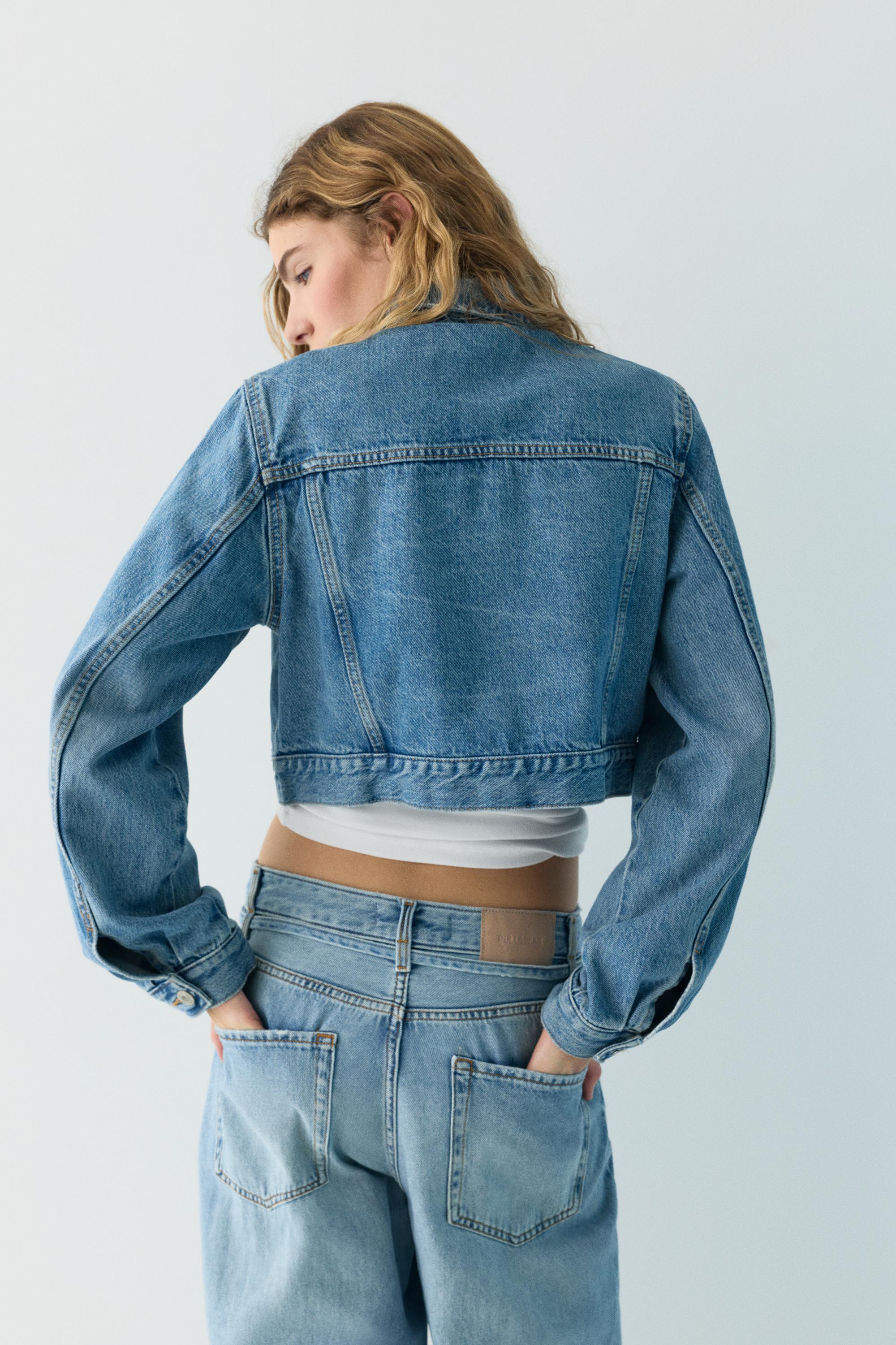 Cropped denim jacket — Medium blue