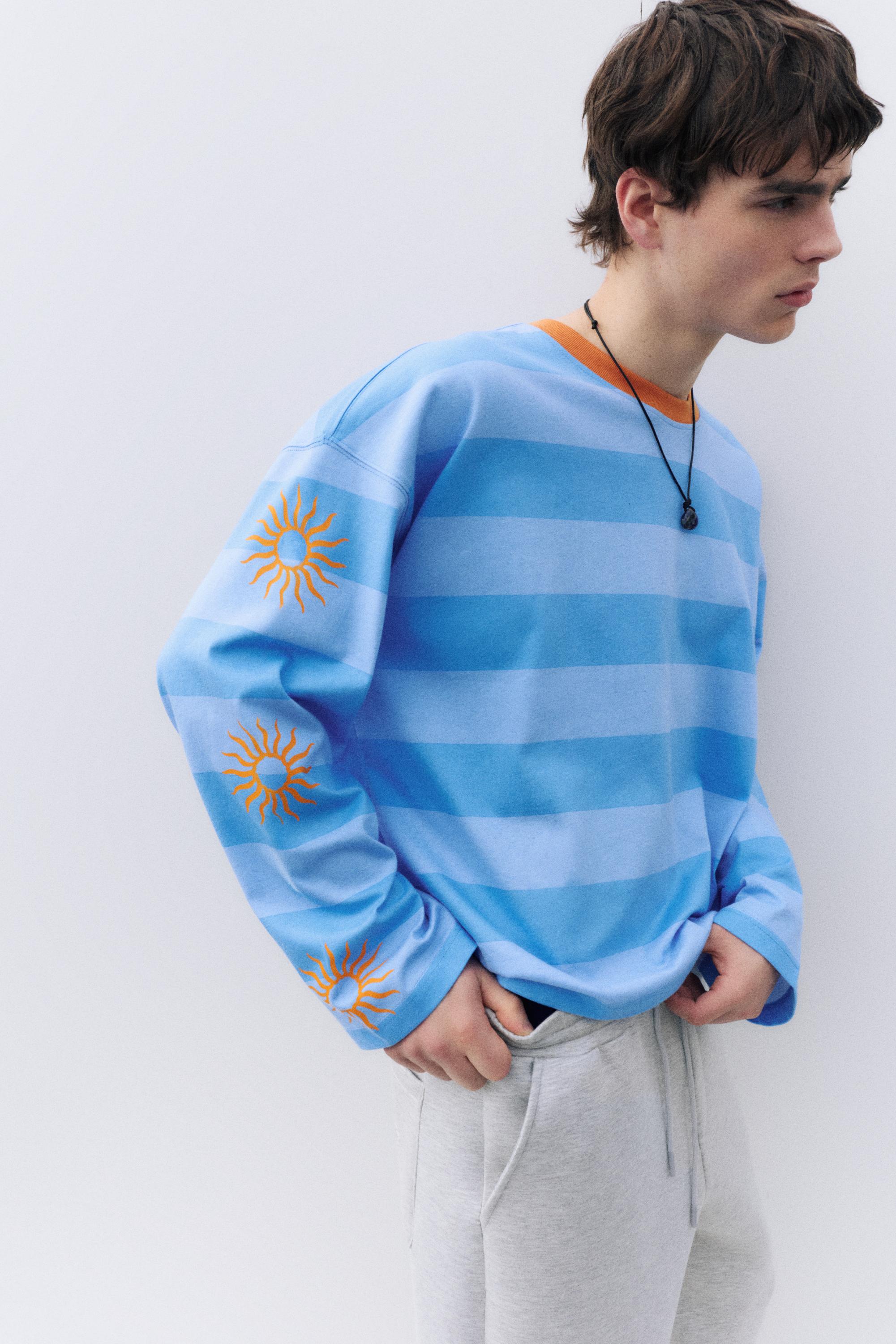 STWD striped boxy T-shirt — Deep blue