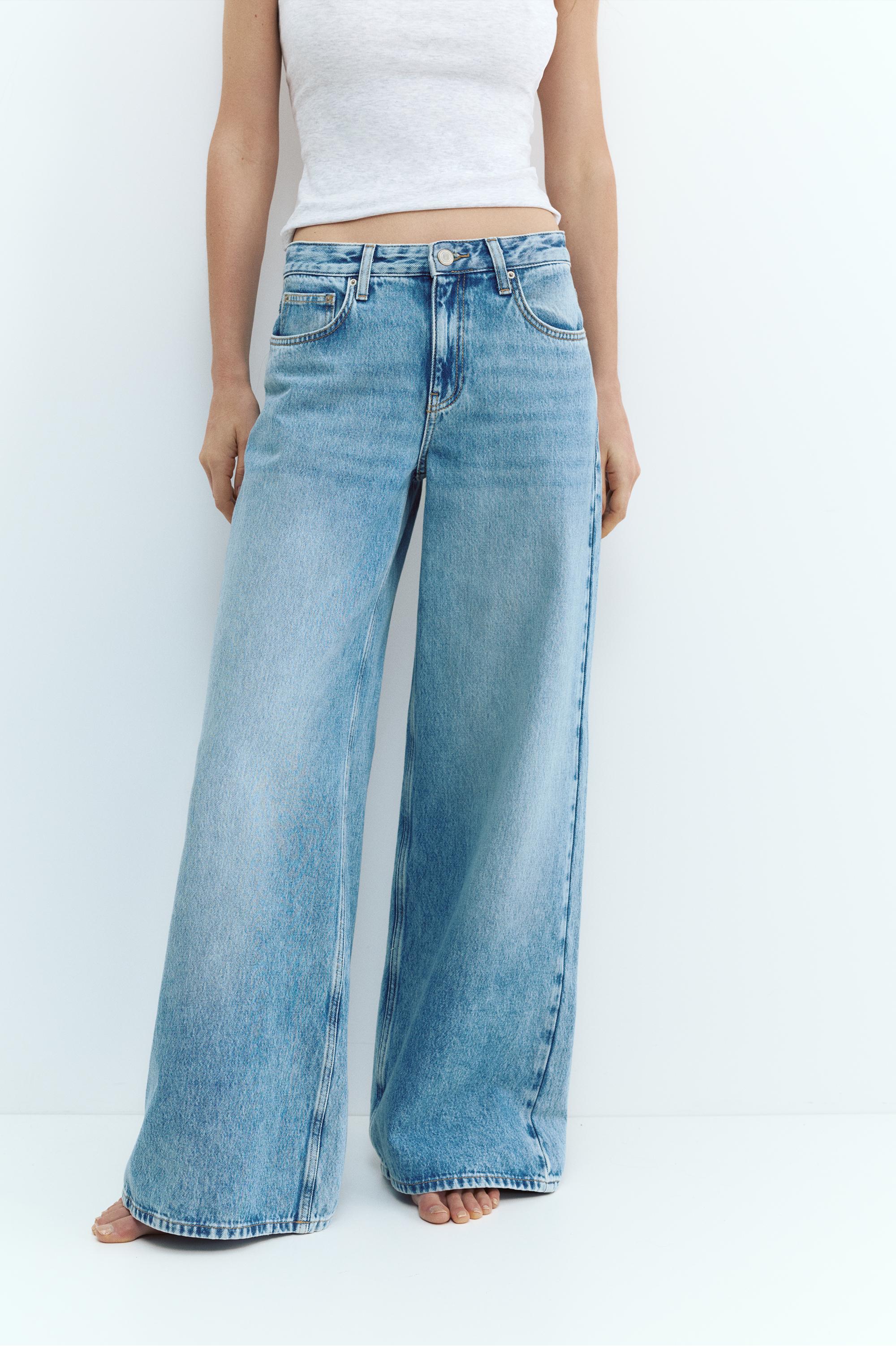 Low-rise wide-leg jeans — Medium blue