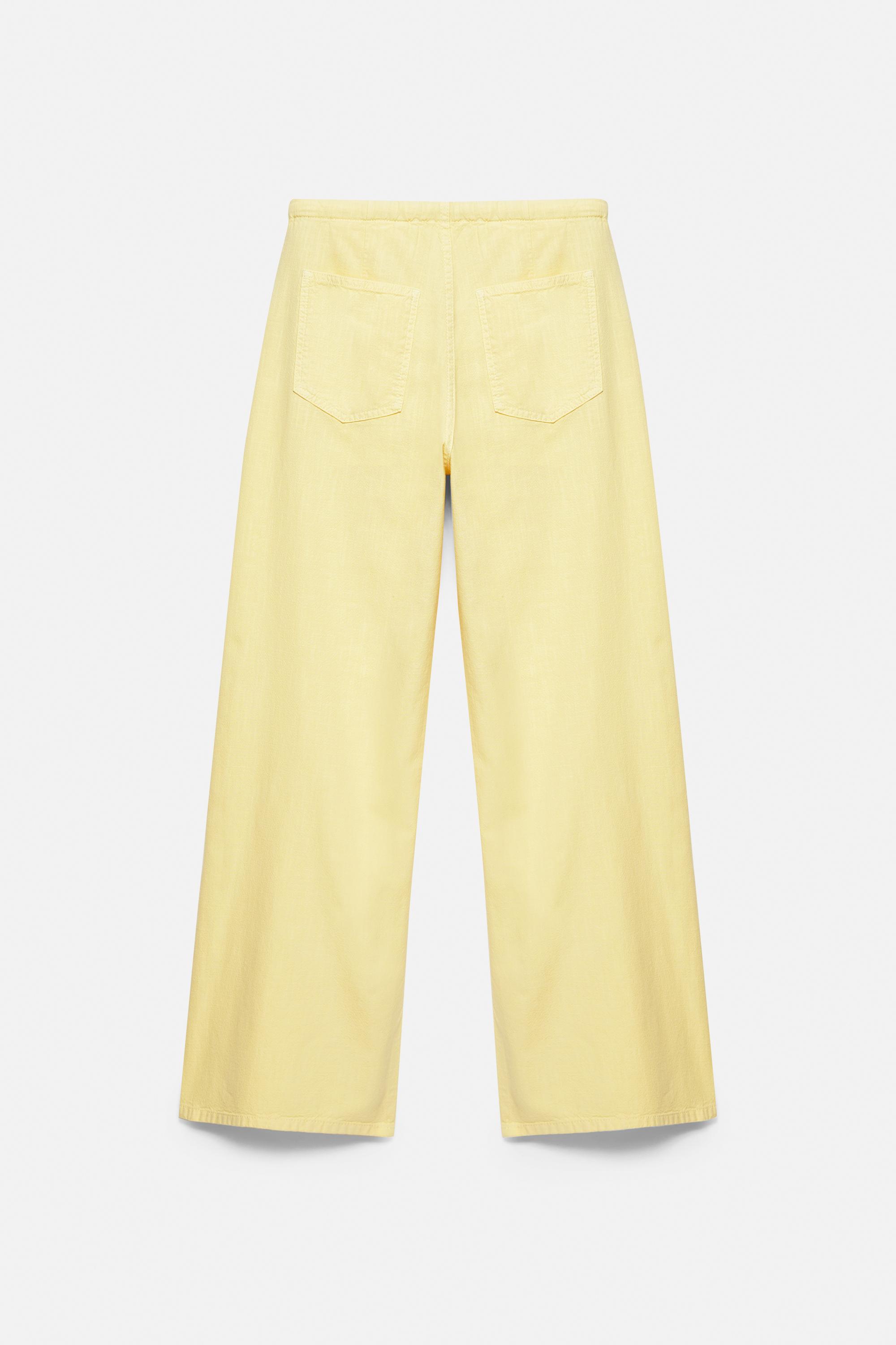 Yellow straight jeans with drawstring — Yellow