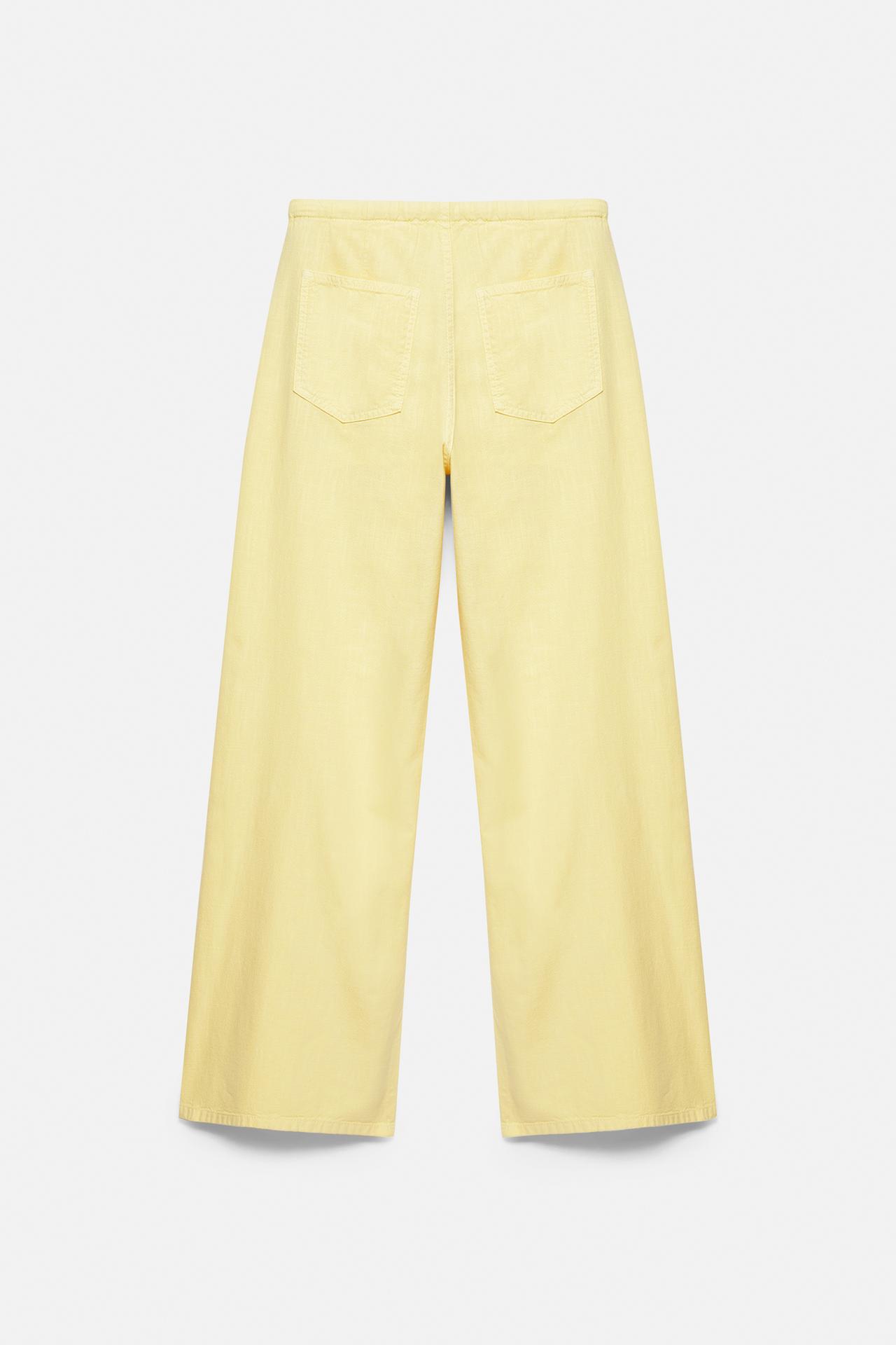 Yellow straight jeans with drawstring — Yellow