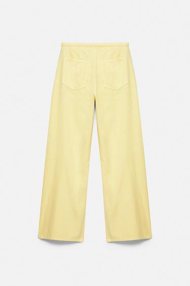 Yellow straight jeans with drawstring — Yellow 3