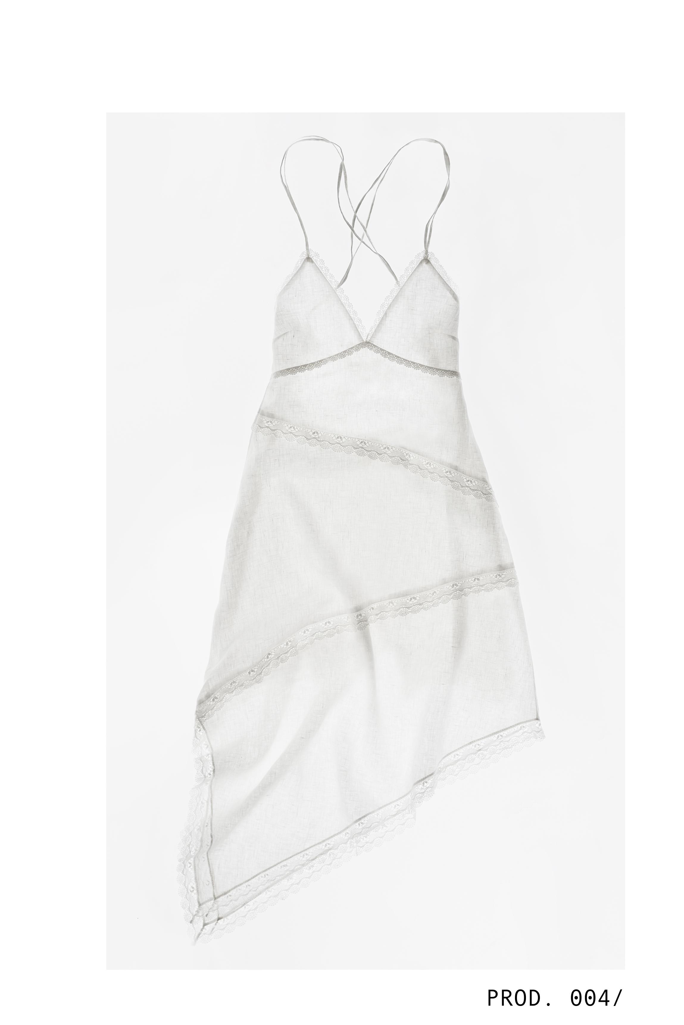 Encaixe de Camariñas x Pull&Bear 100% linen dress — Off white