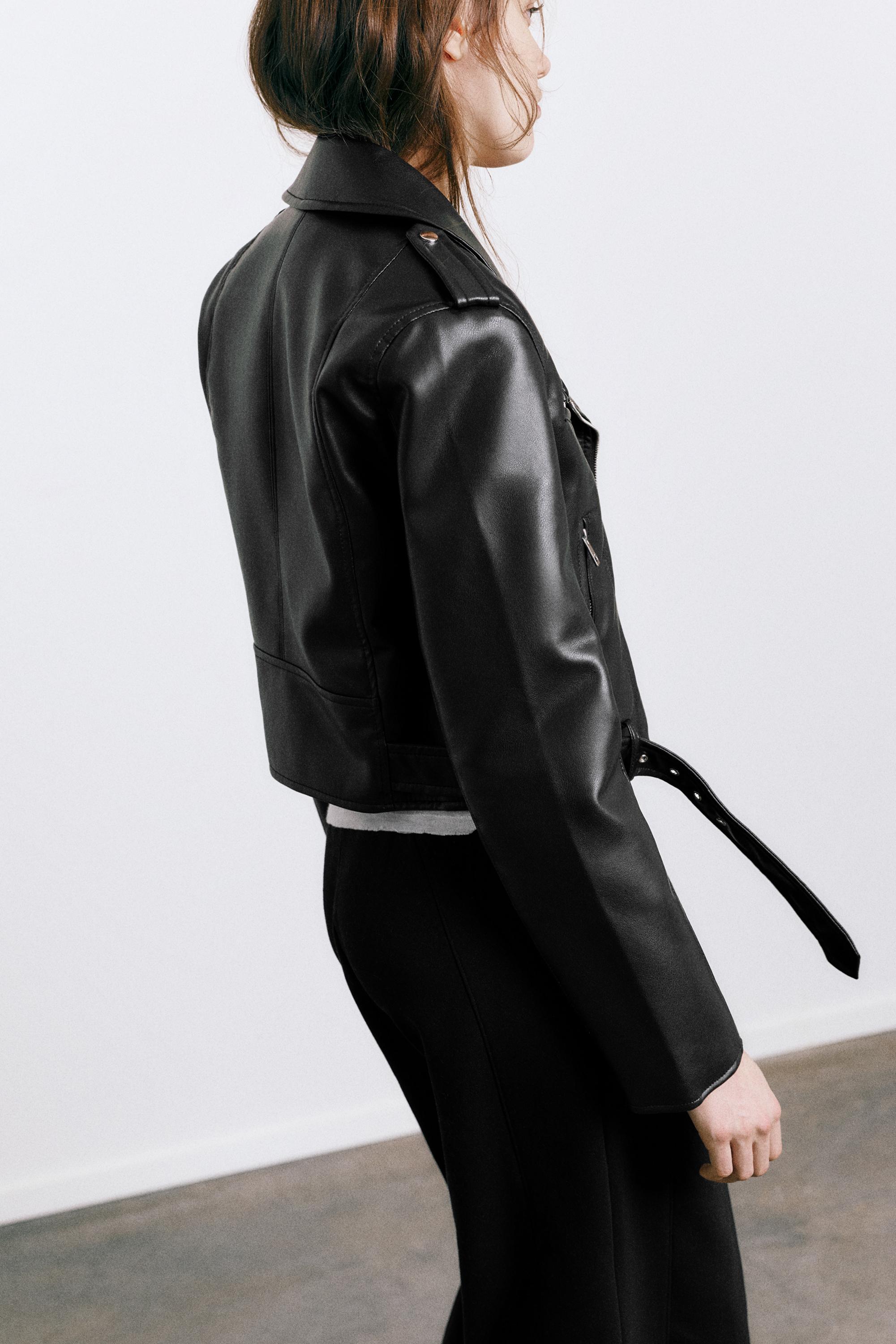 Leather effect biker jacket — Black
