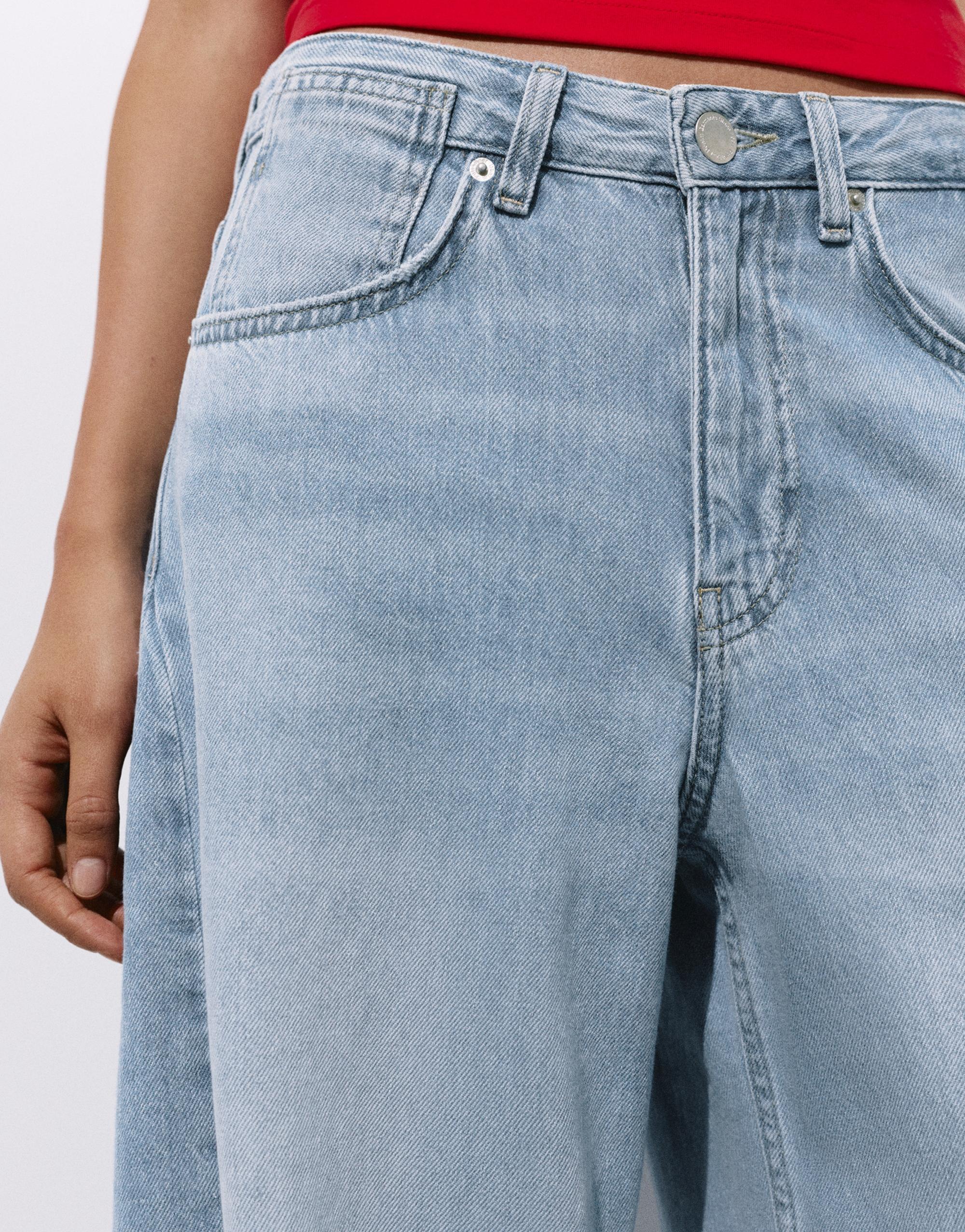 Wide-leg jeans with bows — Pale blue