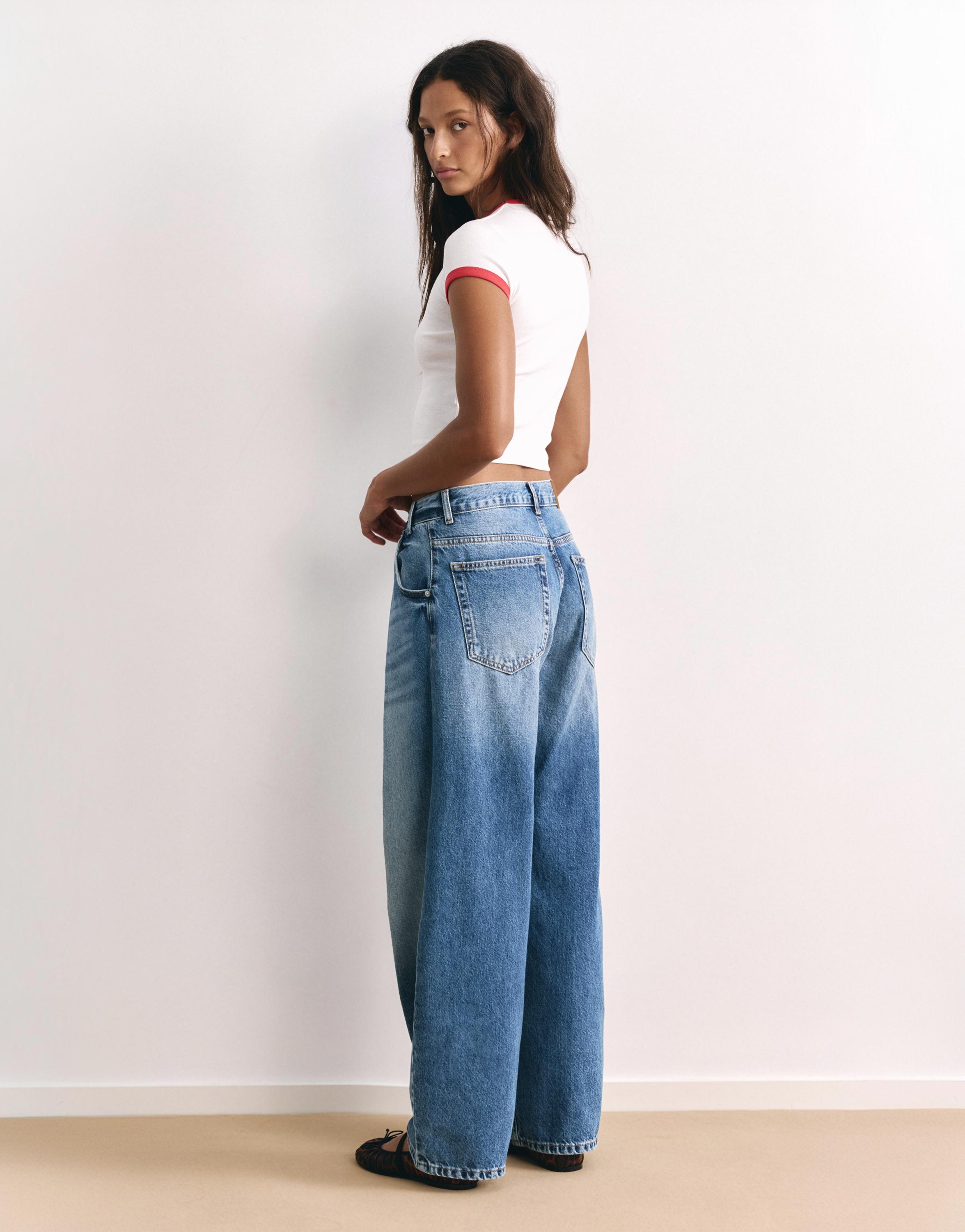 Pleated balloon-fit baggy jeans — Dark blue