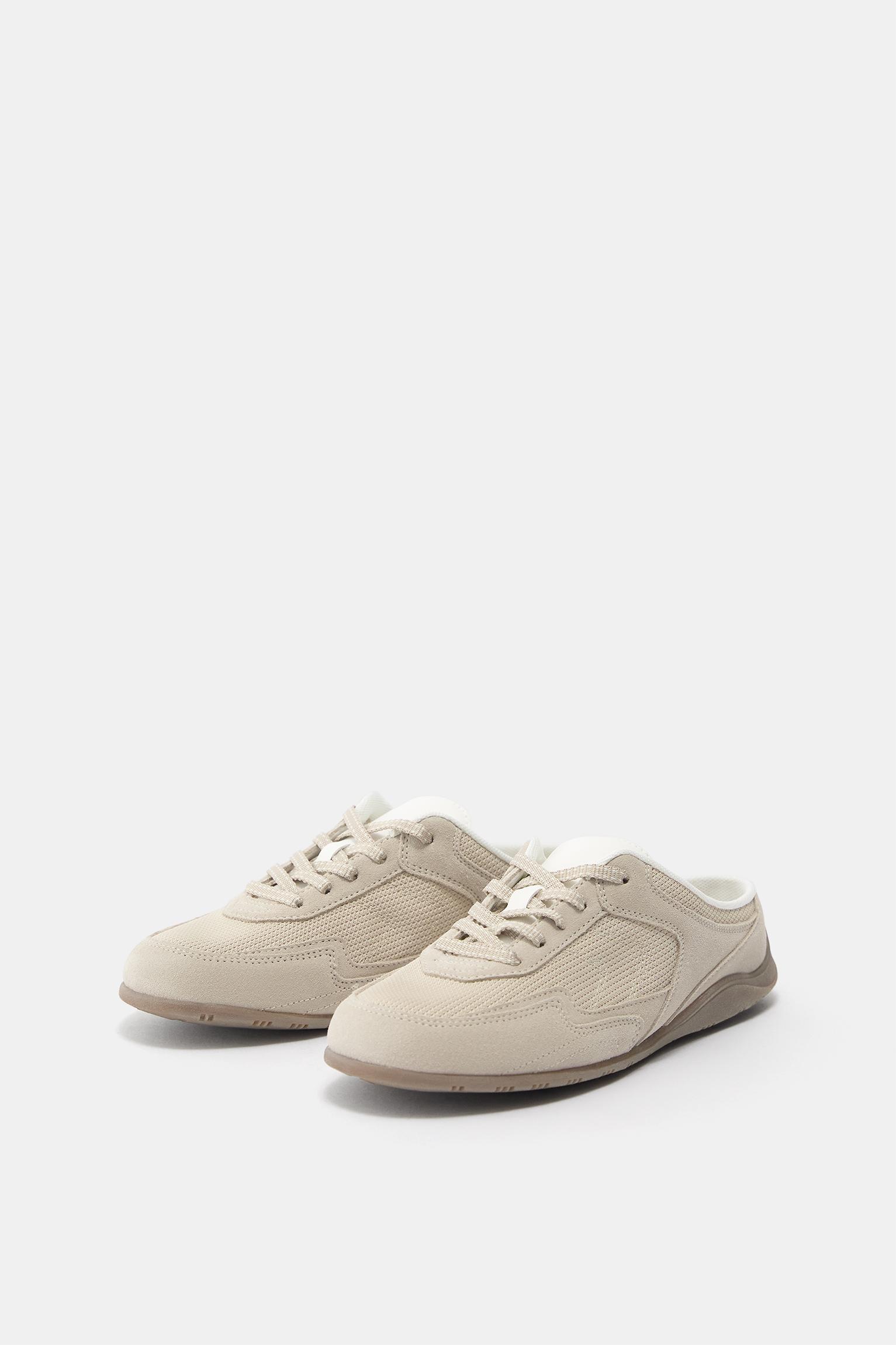 Arkası açık deri spor ayakkabı