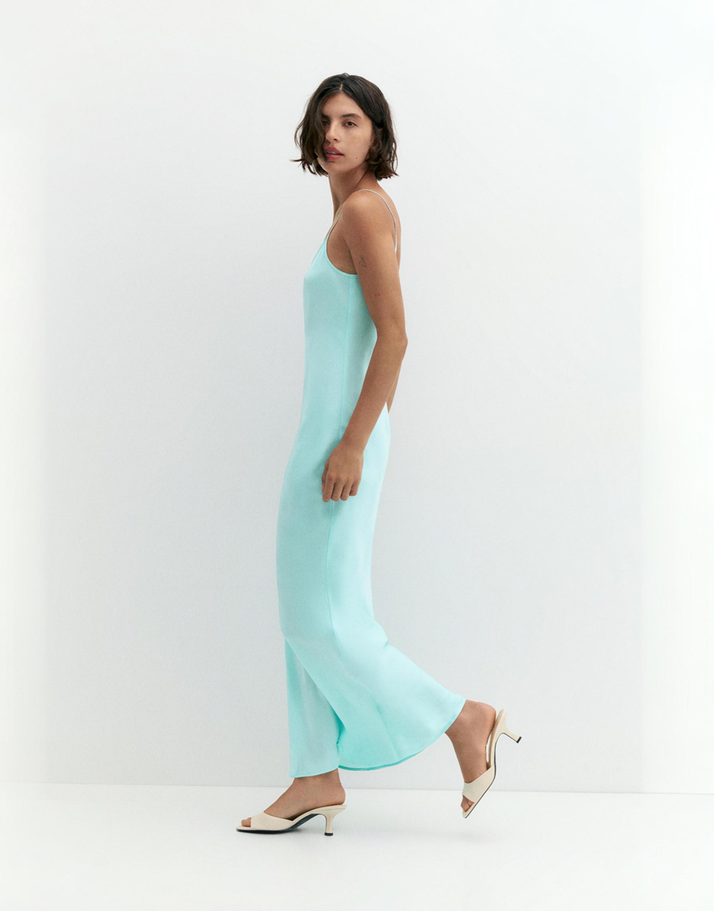Satin midi dress — Pale turquoise