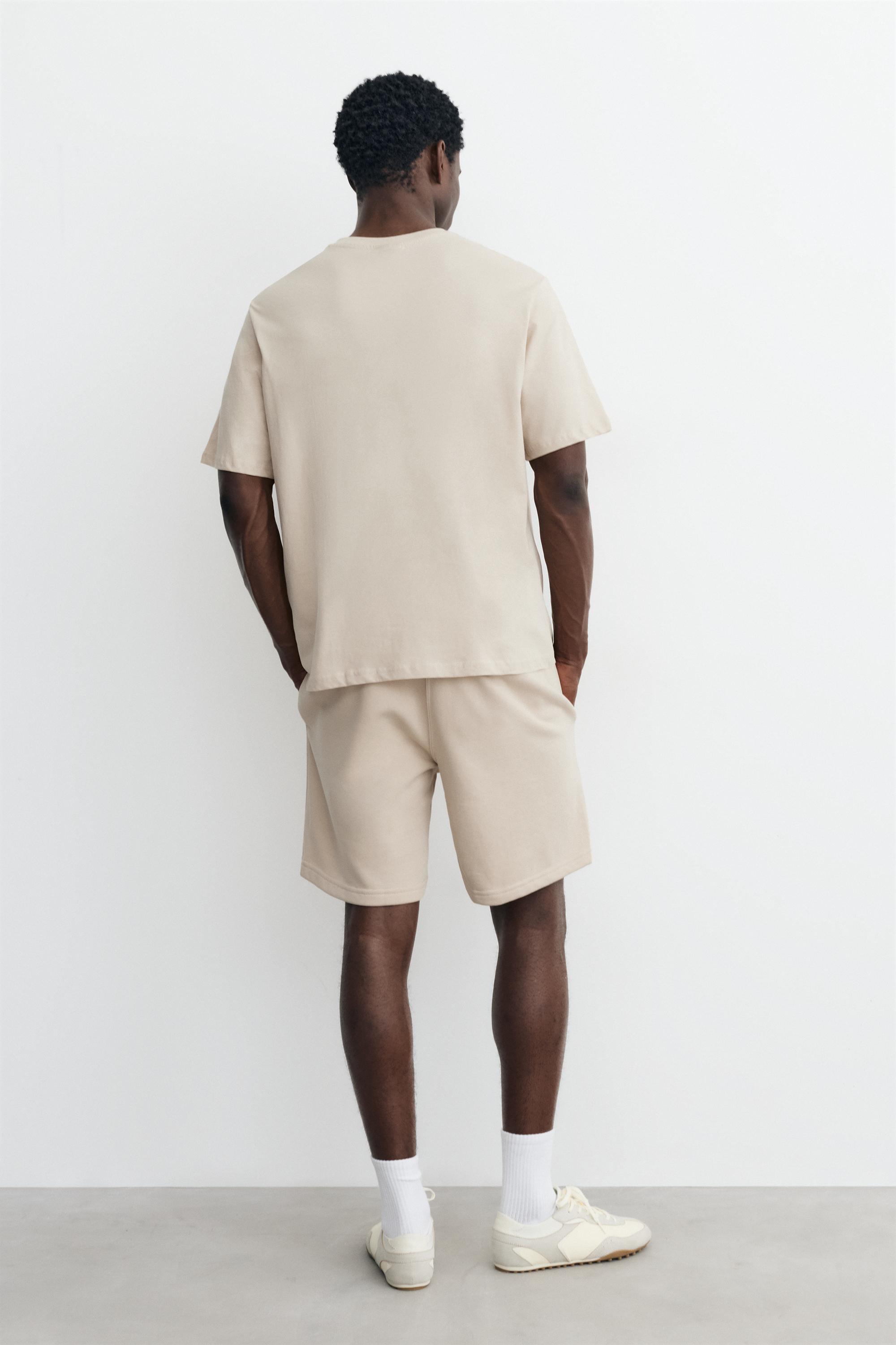 Pack of Bermuda jogger shorts and T-shirt — Sand
