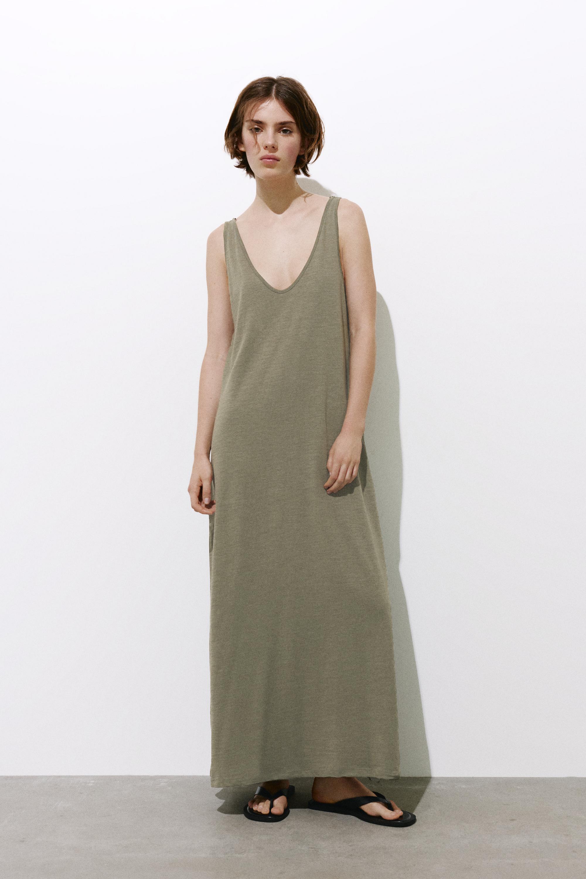 Strappy midi dress — Khaki