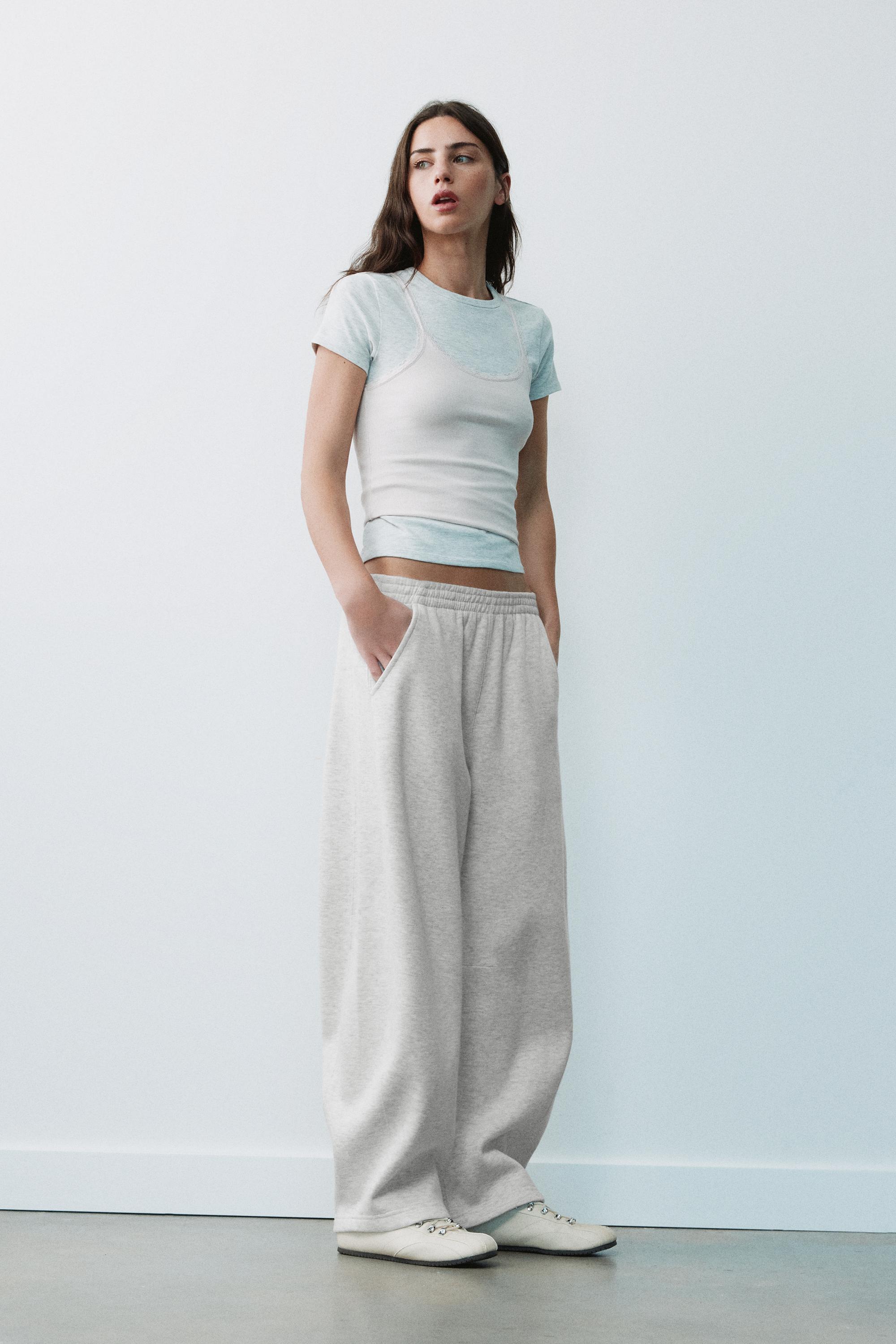 Barrel-leg joggers — Grey marl