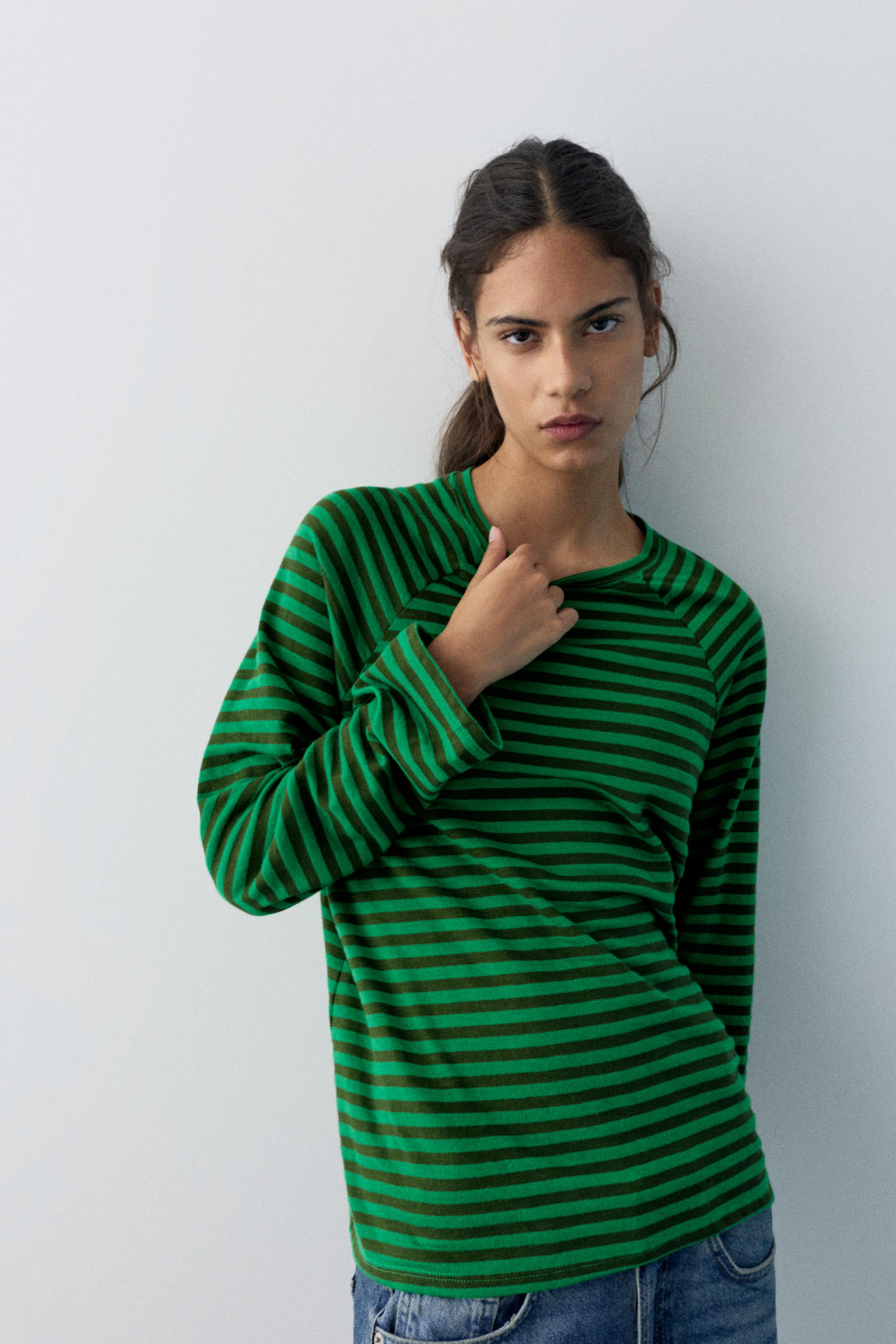 Uzun kollu çizgili tişört - Görsel 13