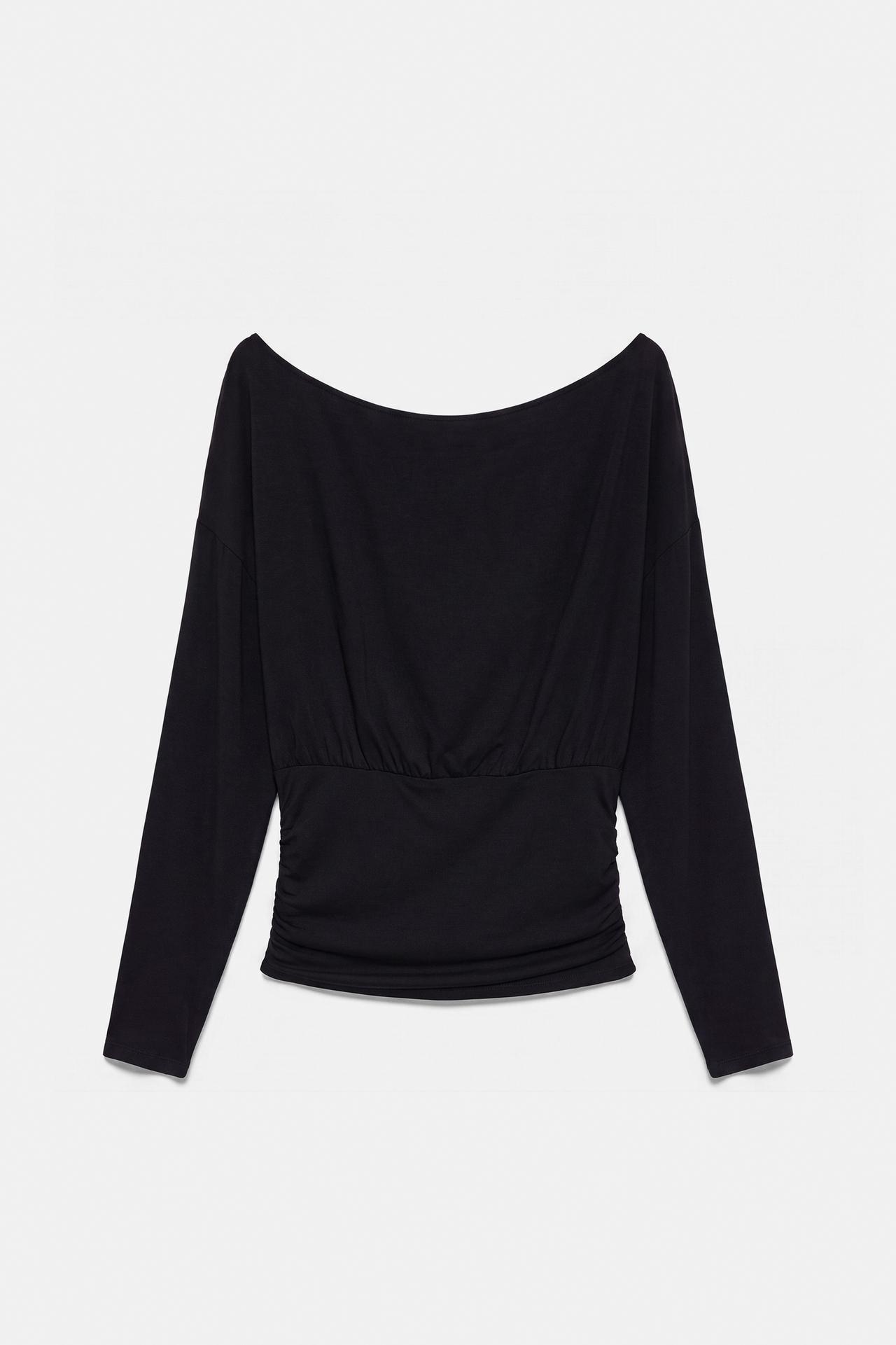 Asymmetric top with waistband — Black