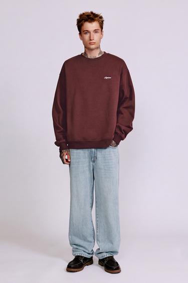 Embroidered round neck sweatshirt — Brown 4