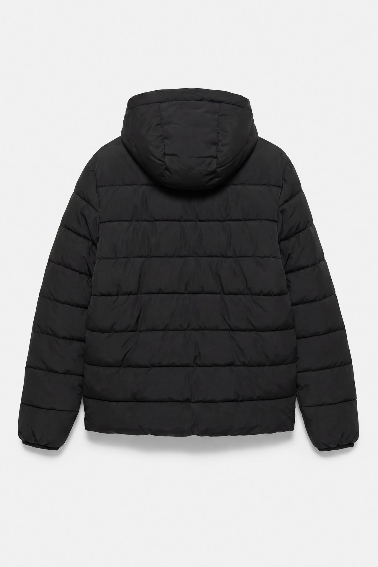 Puffer jacket with hood — Black