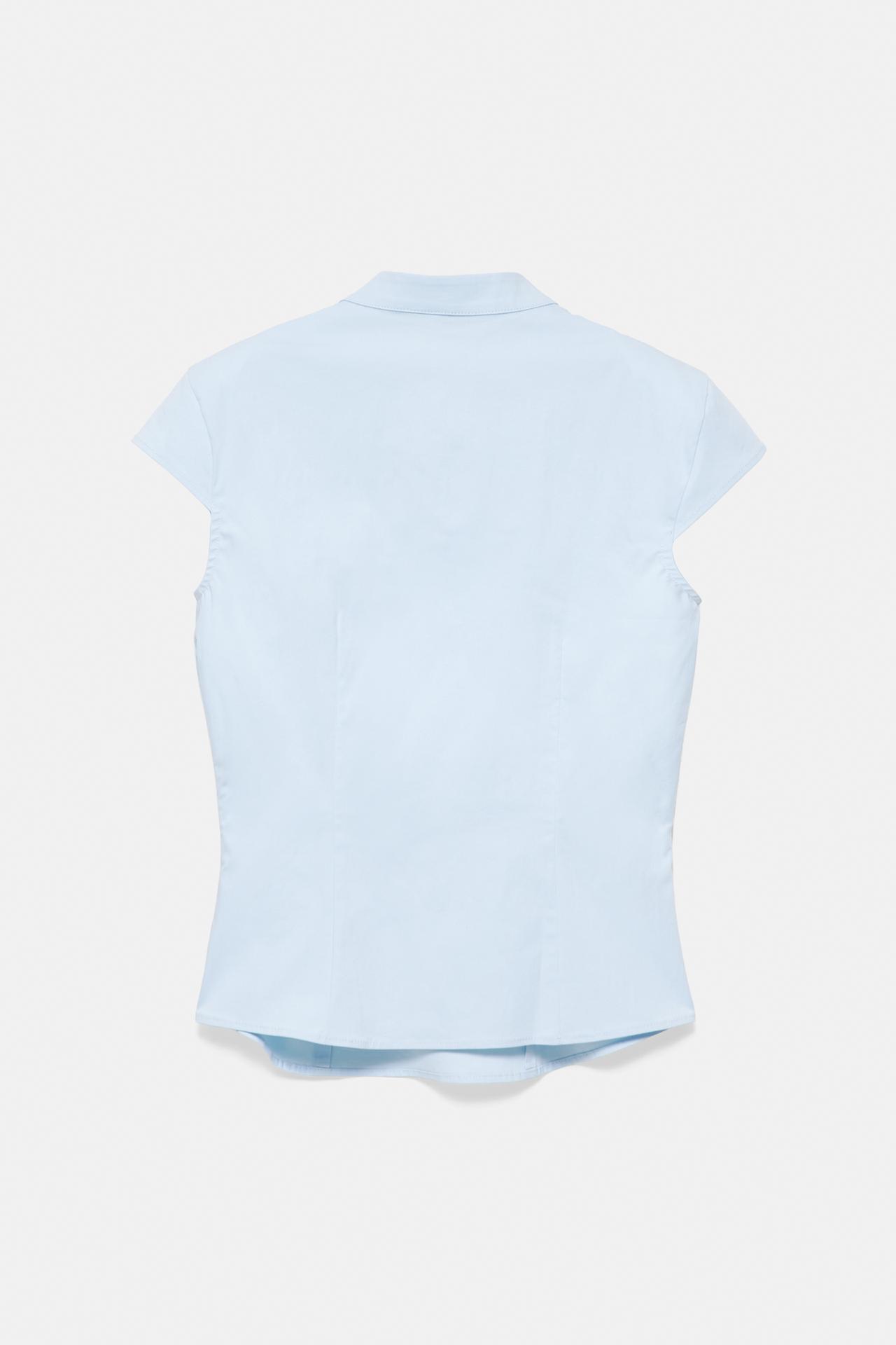 Poplin frog fastening shirt — Sky blue