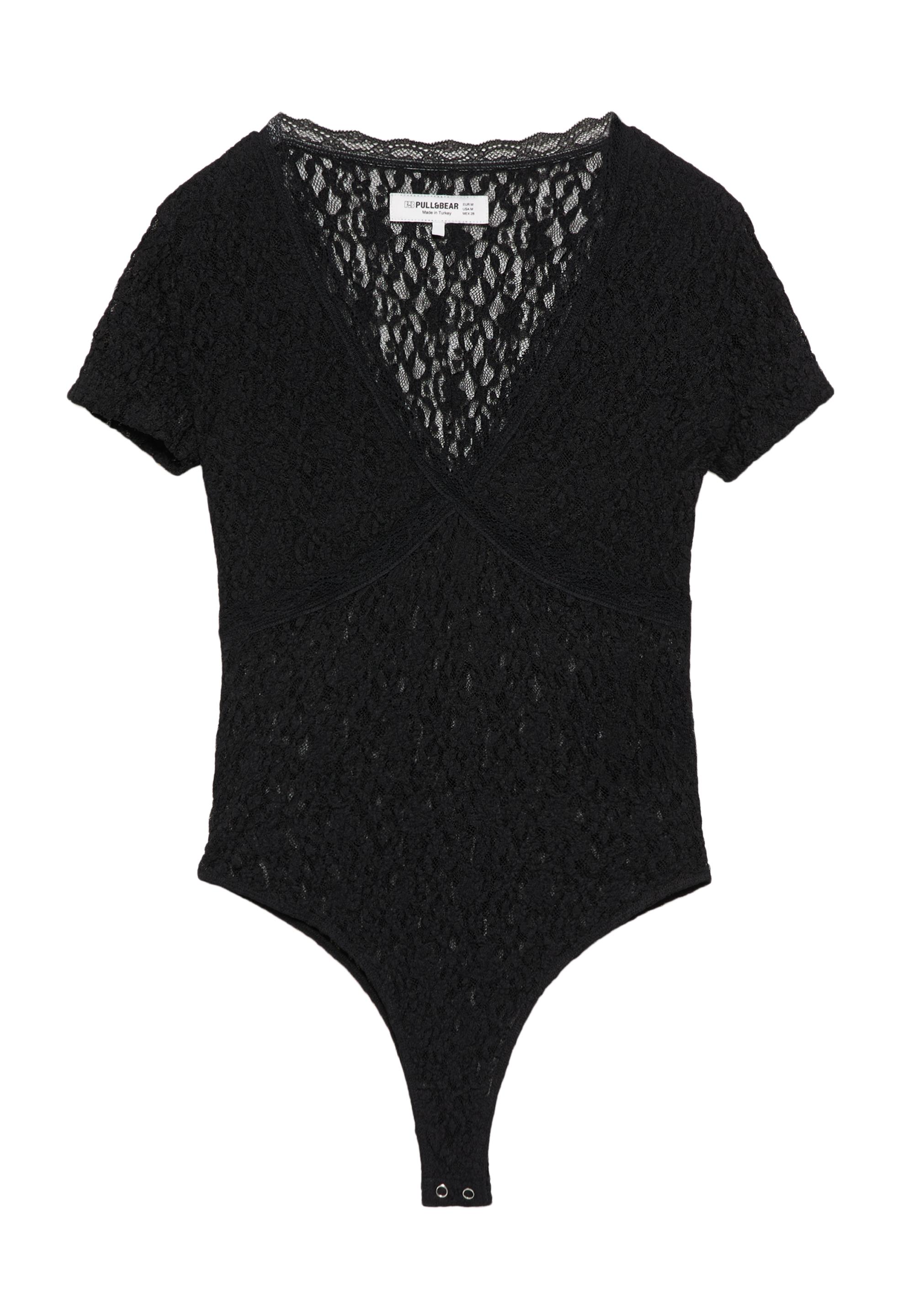 Short sleeve lace bodysuit — Black