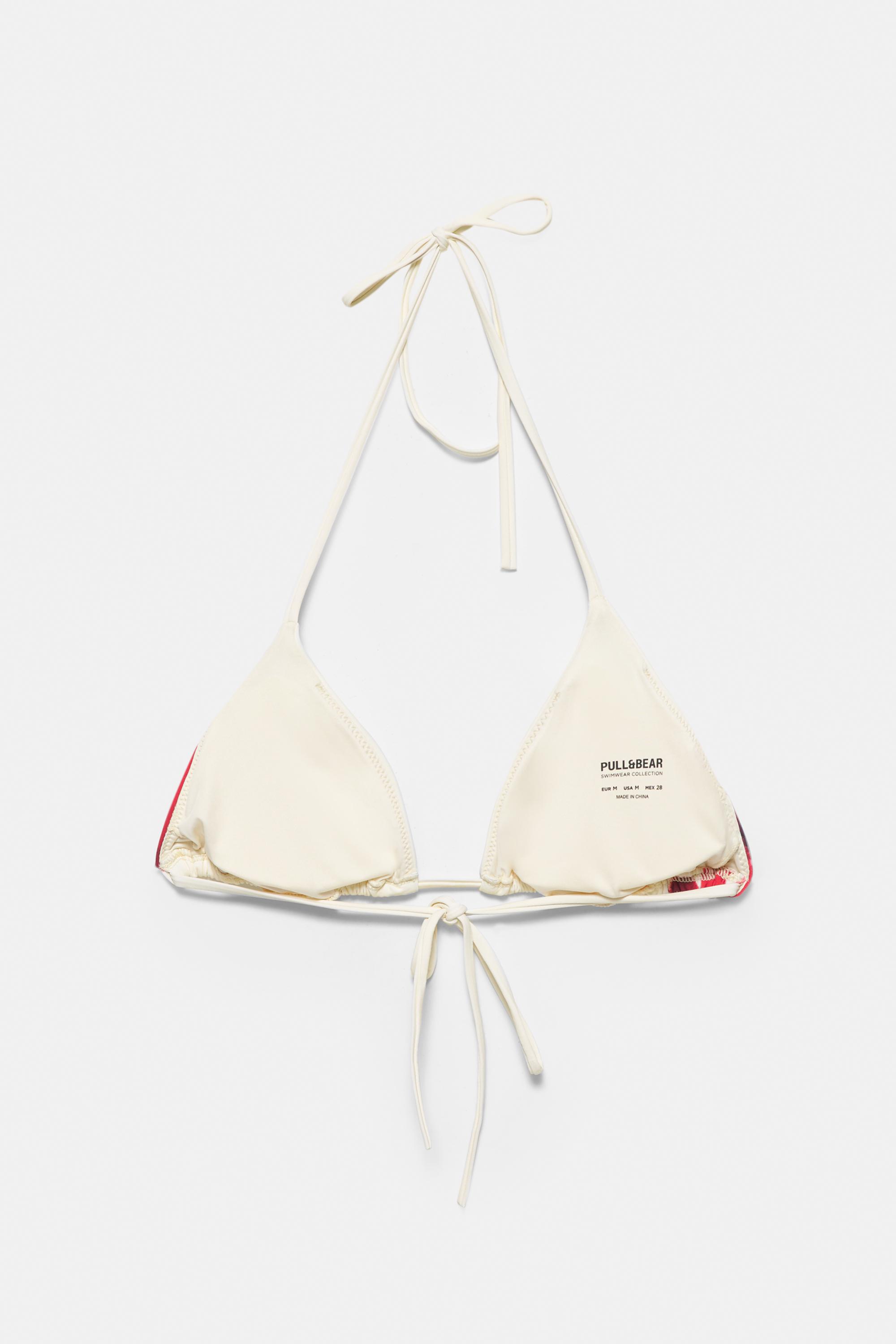 Floral triangle bikini top — Red
