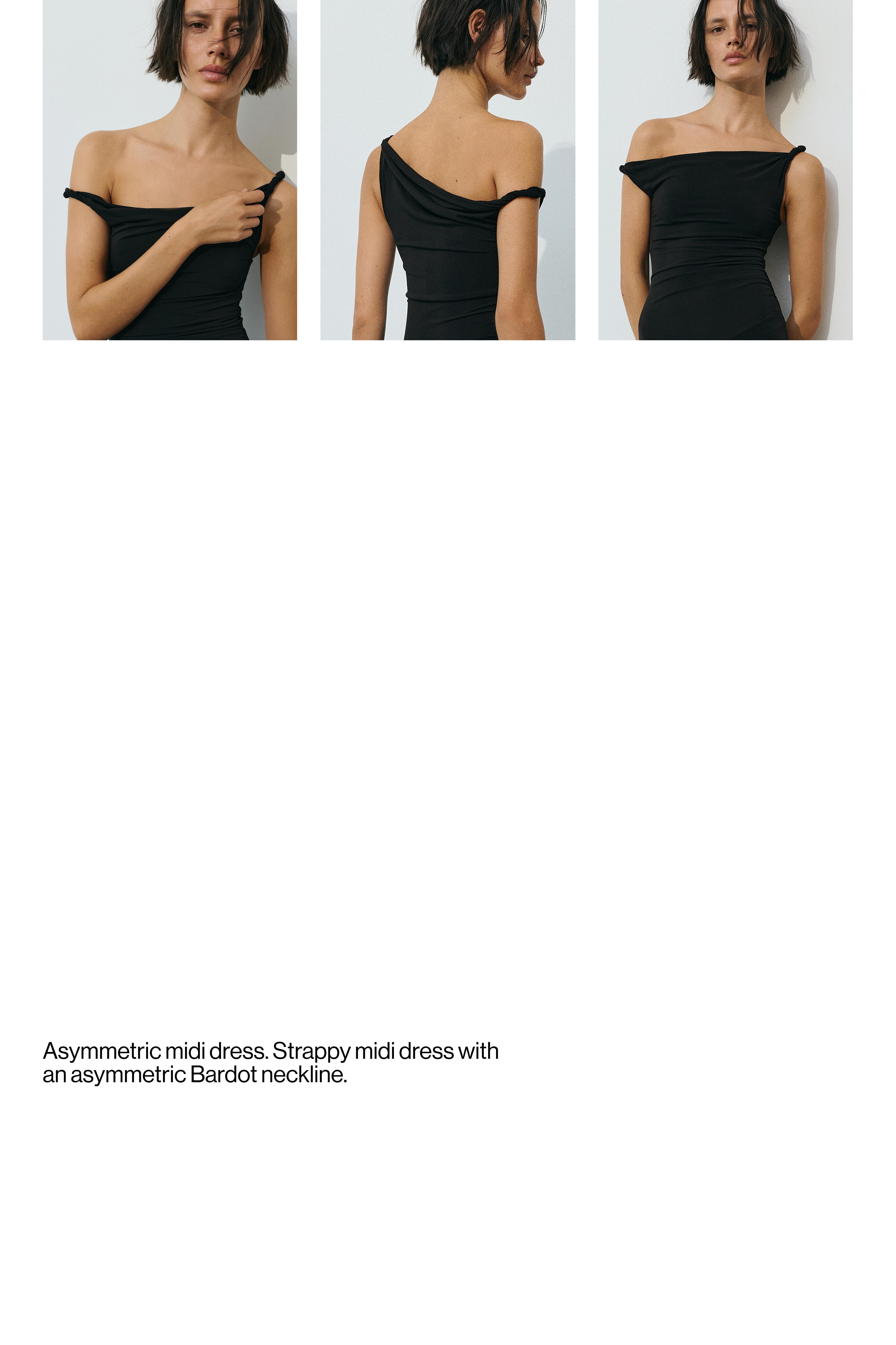 Asymmetric midi dress — Black