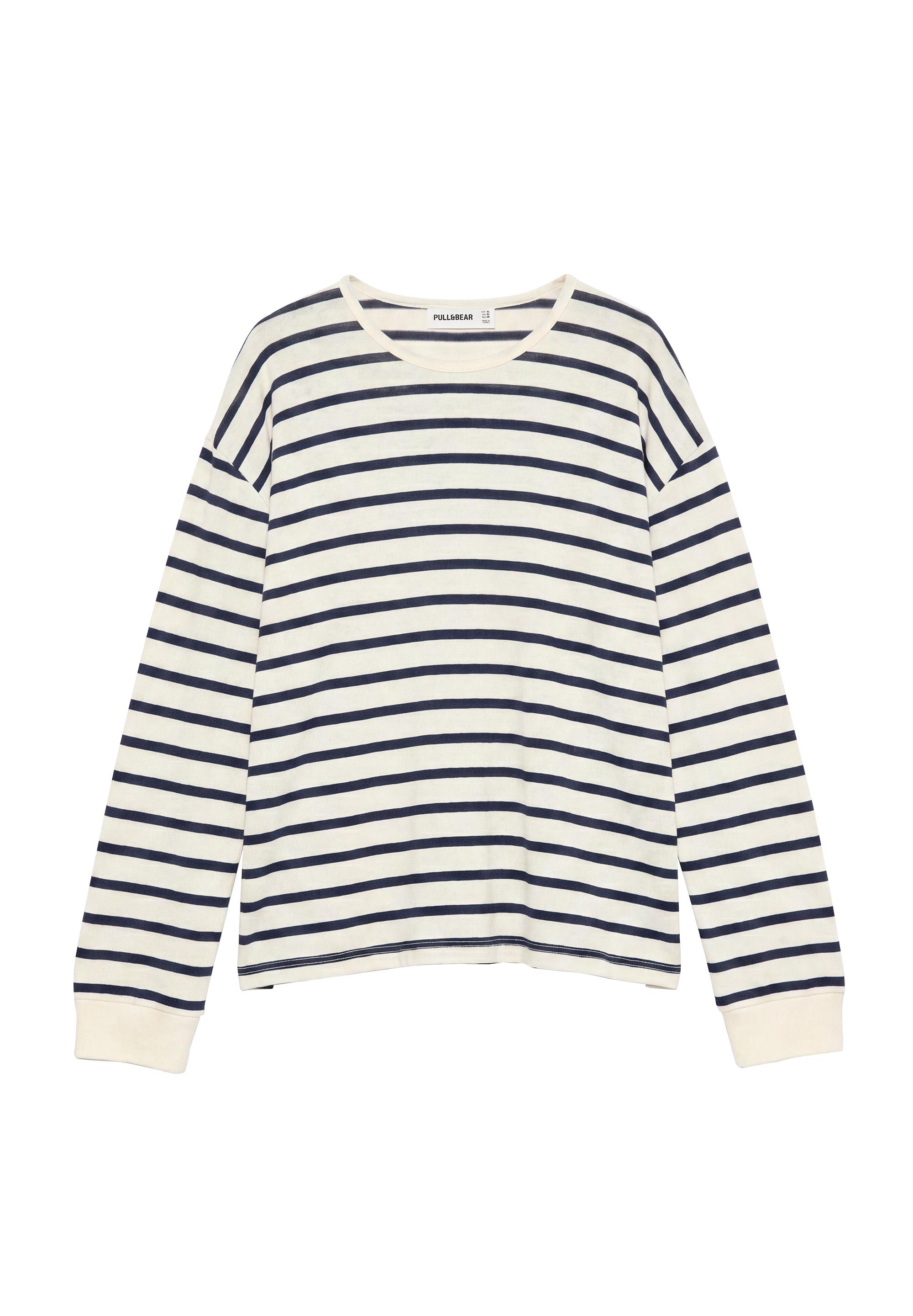 Oversize long sleeve striped T-shirt — Vanilla