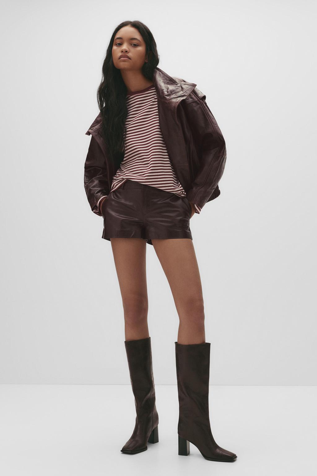 100% leather mini shorts PULL&BEAR