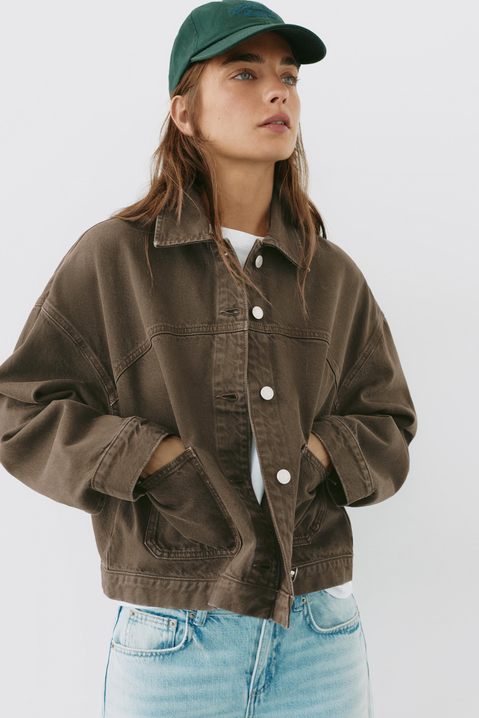 Boxy denim overshirt — Brown