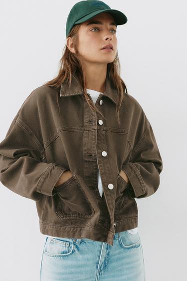 Boxy denim overshirt — Brown 2