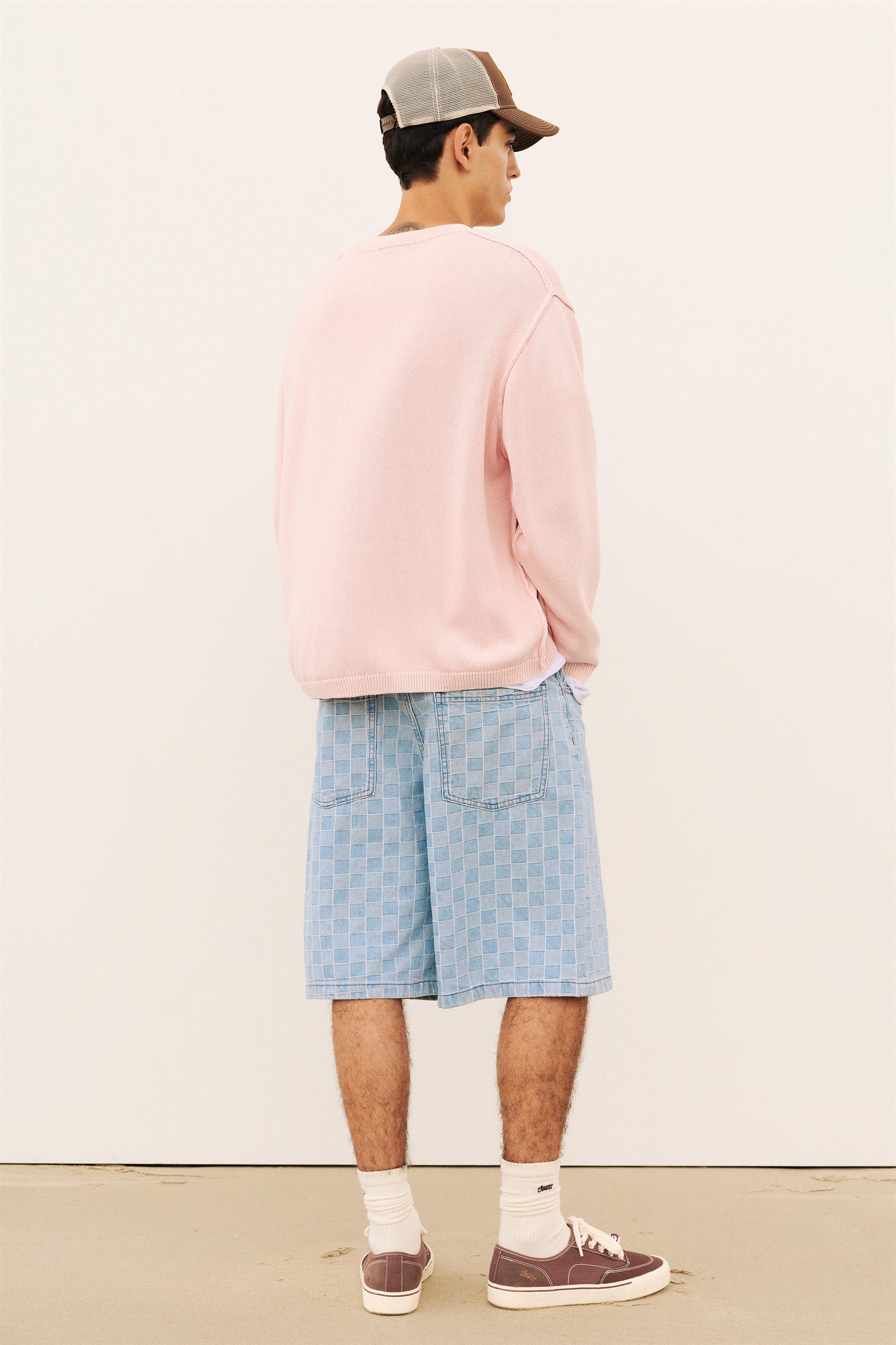 Kareli denim bermuda - Görsel 6