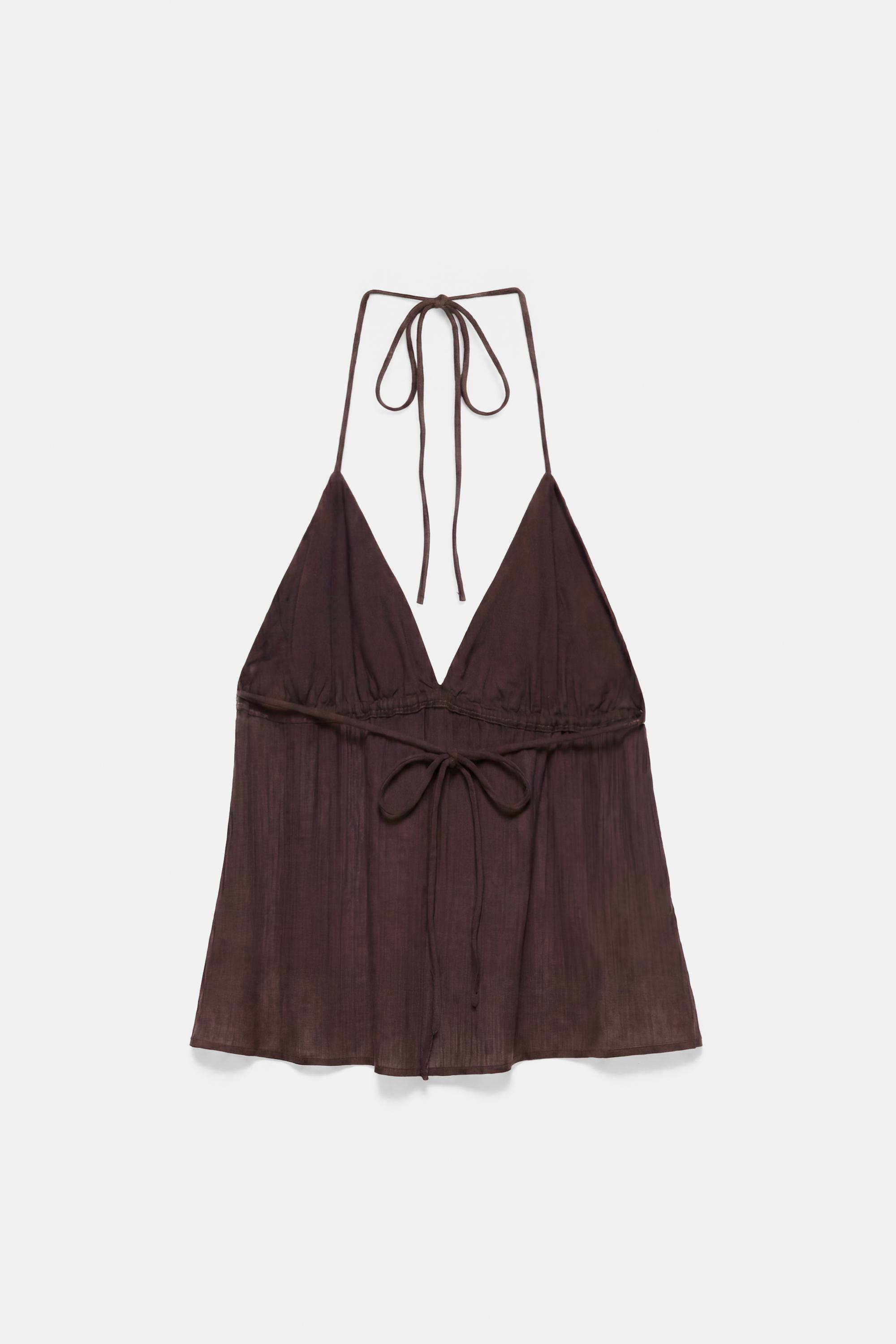 Beaded halter top — Brown
