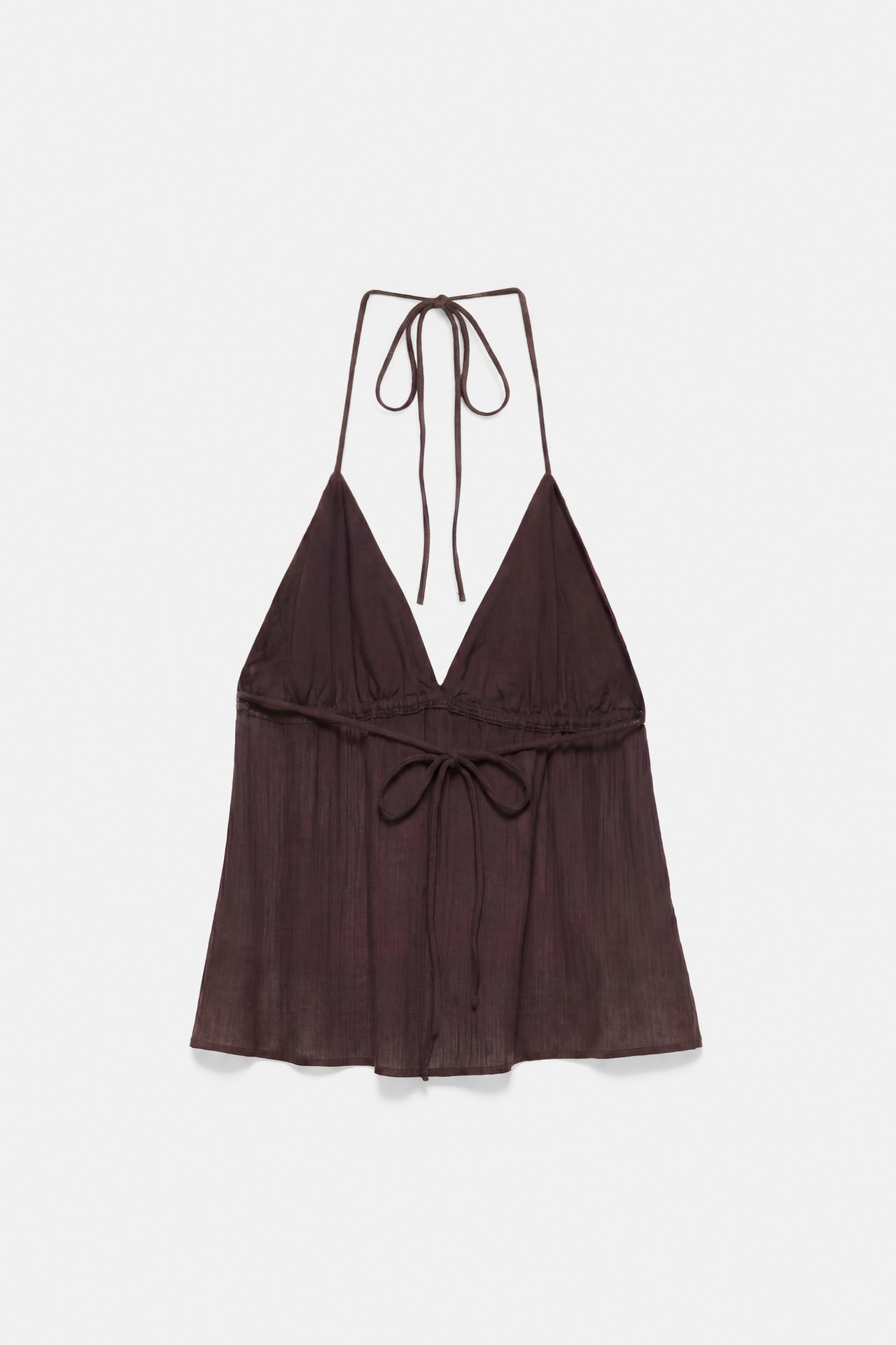 Beaded halter top — Brown