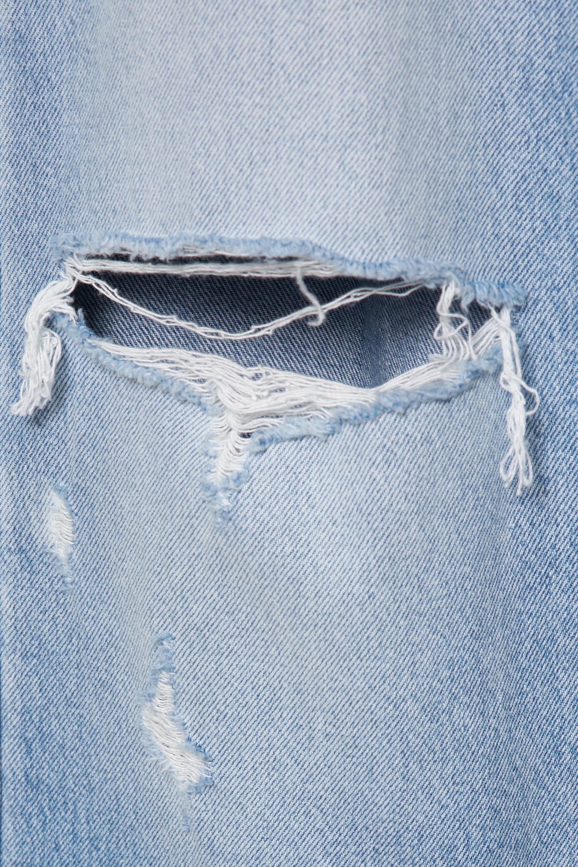 Düşük bel yırtık straight fit jean - Görsel 5