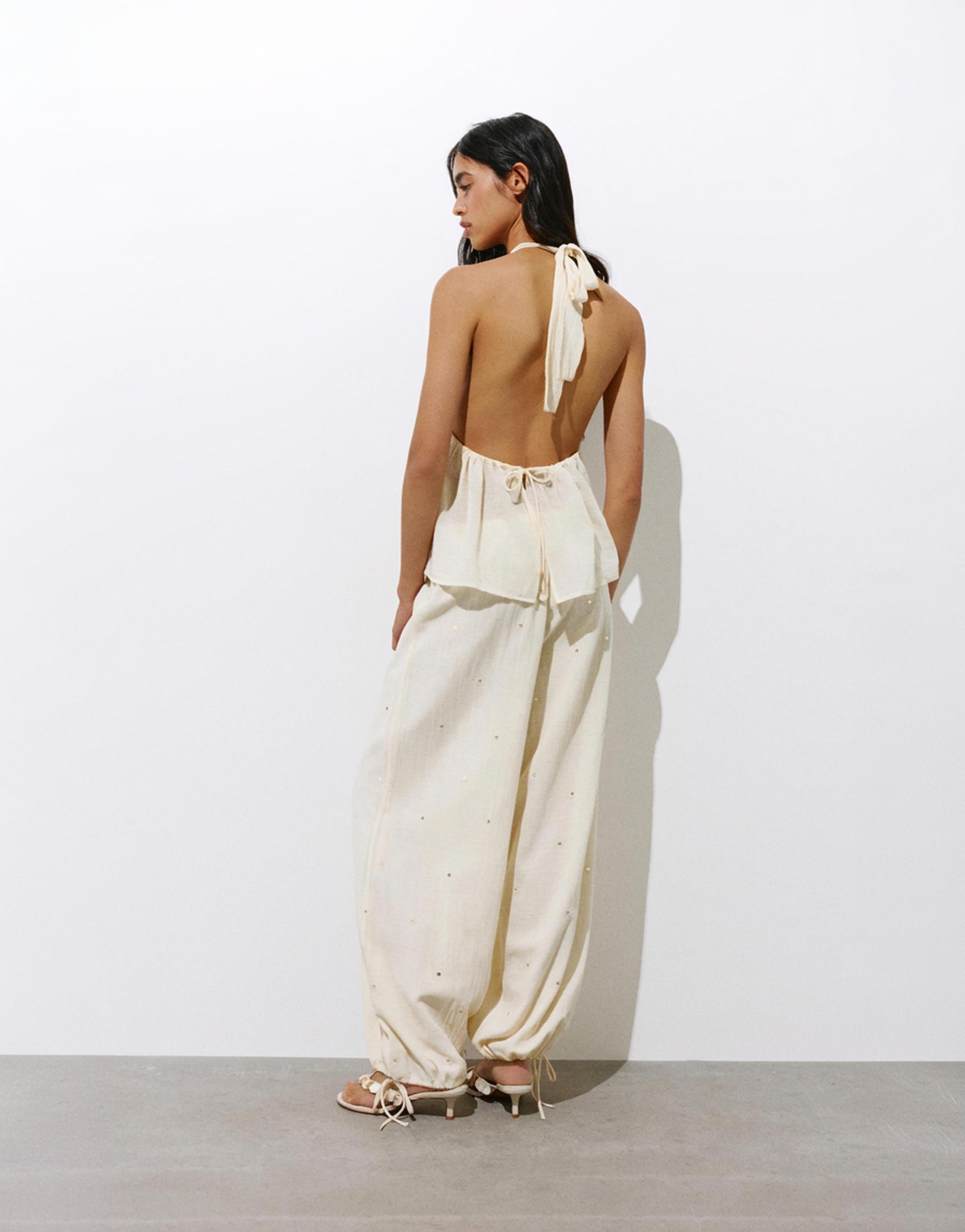 Halter top with mirror details — Vanilla