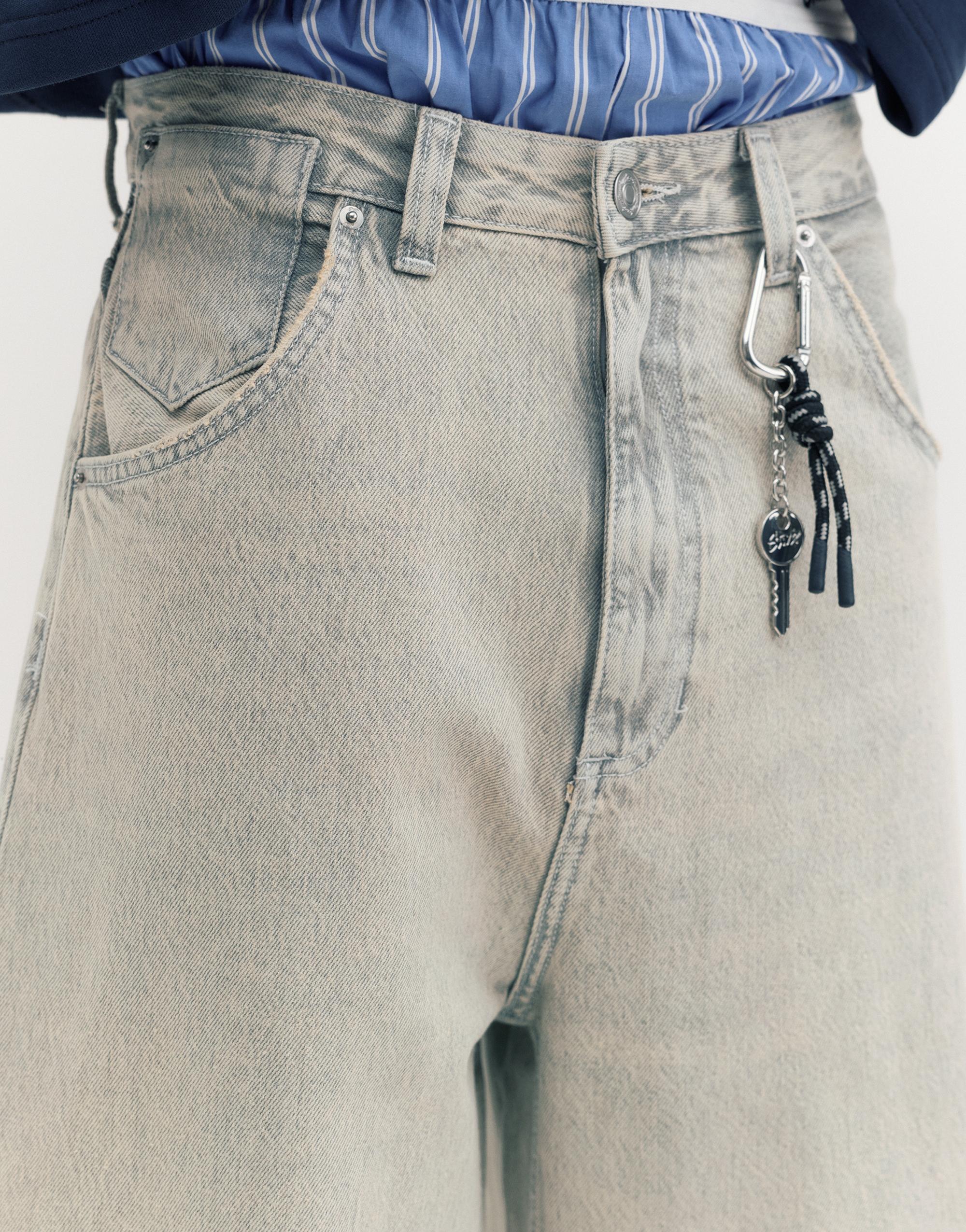 Embroidered super baggy jeans — Pale grey