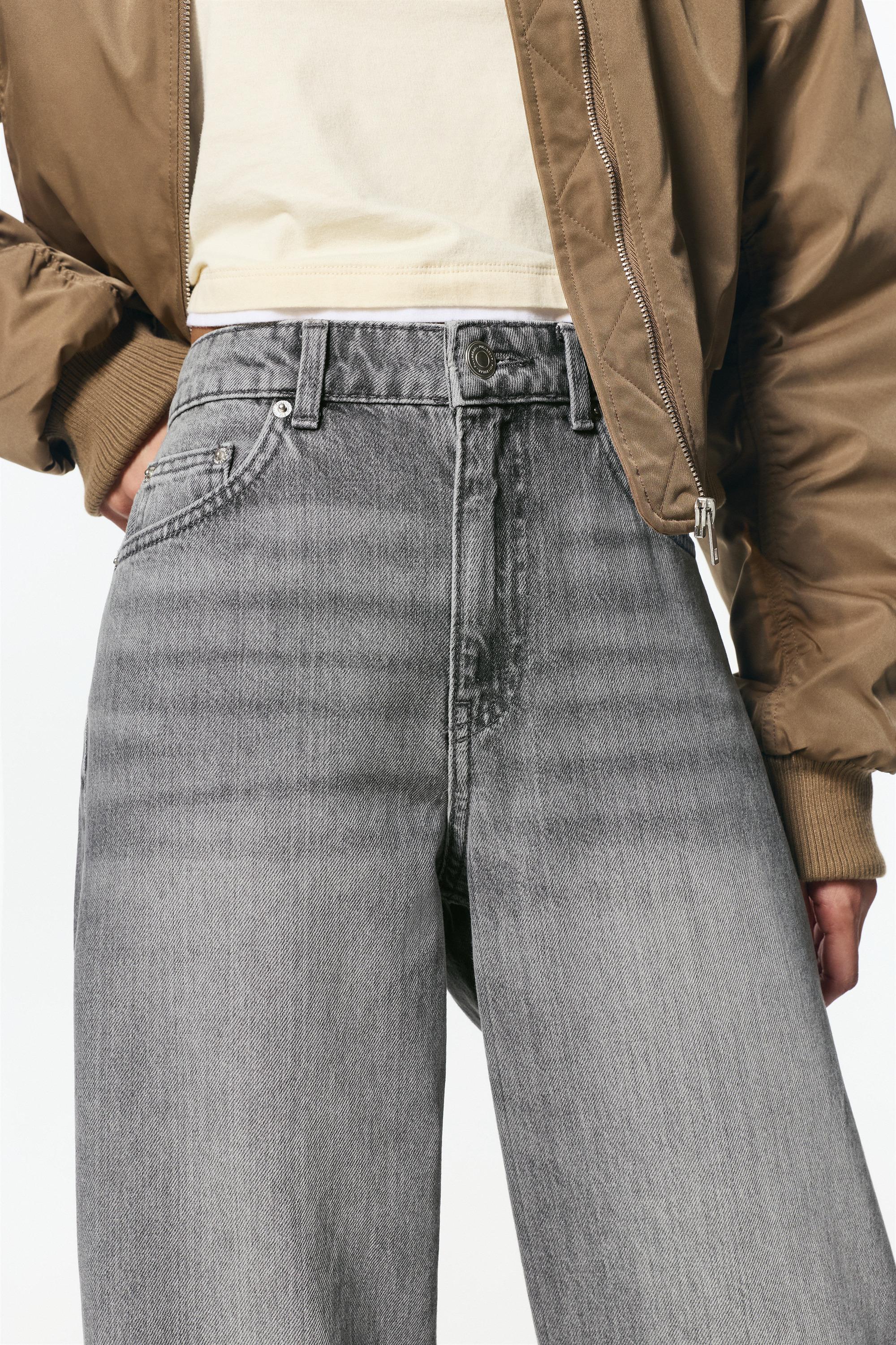 High-waist wide-leg jeans — Medium grey
