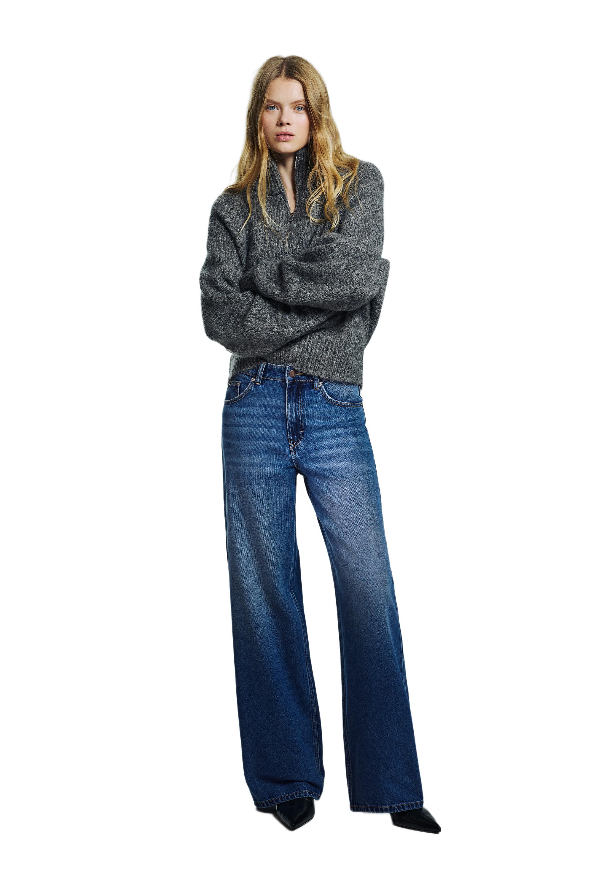 High-waist wide-leg jeans — Medium blue