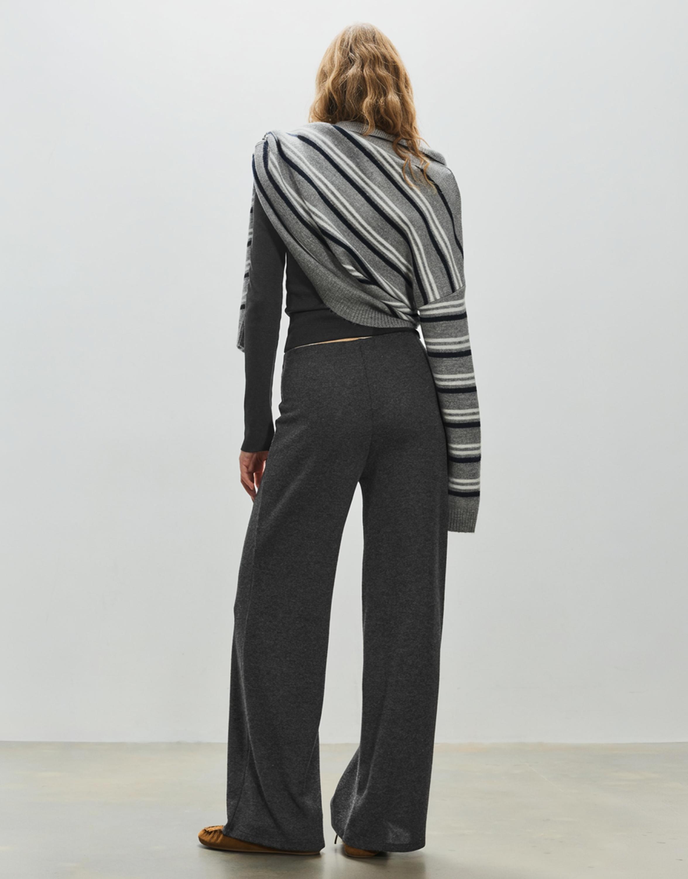 Wide-leg soft touch trousers — Dark grey