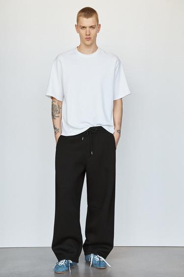 Neoprene-effect darted trousers — Black 1