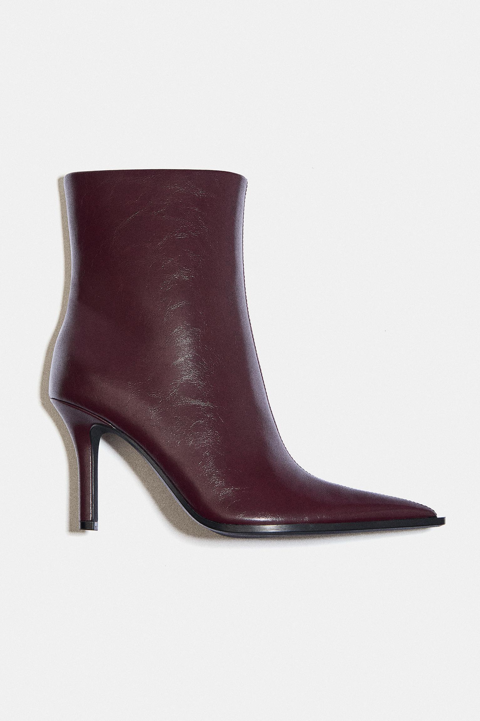 Stiletto heel ankle boots — Burgundy