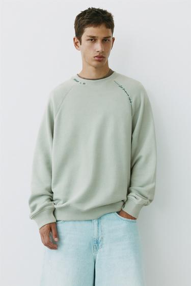 Washed effect raglan sweatshirt — Pale mint green 2