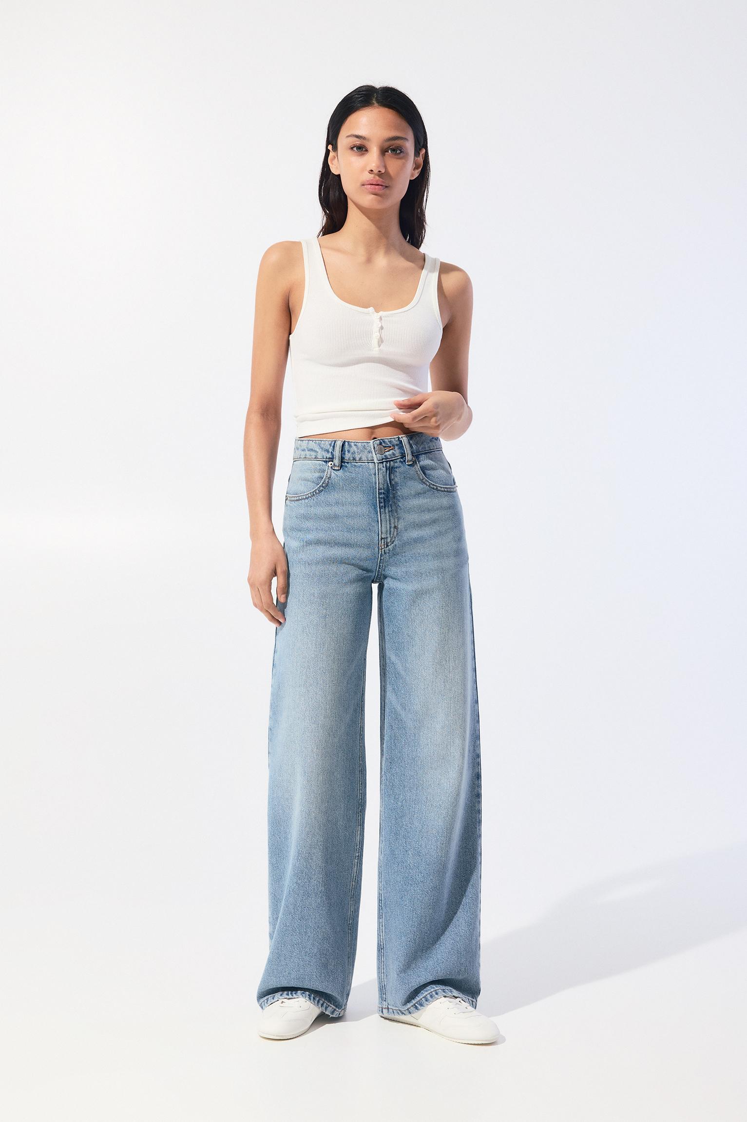 Wide-Leg-Jeans Mit Hohem Bund