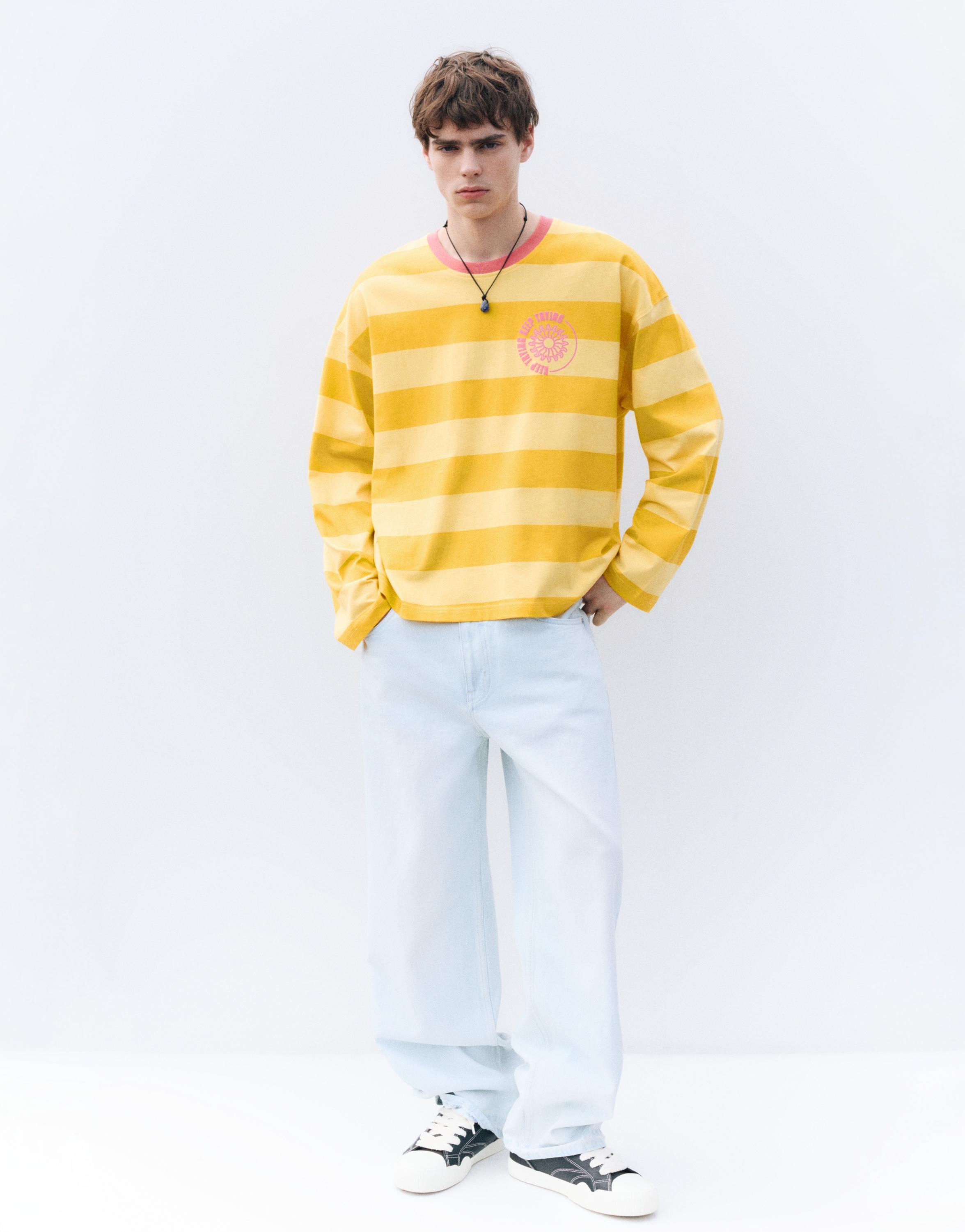 STWD boxy striped T-shirt — Yellow