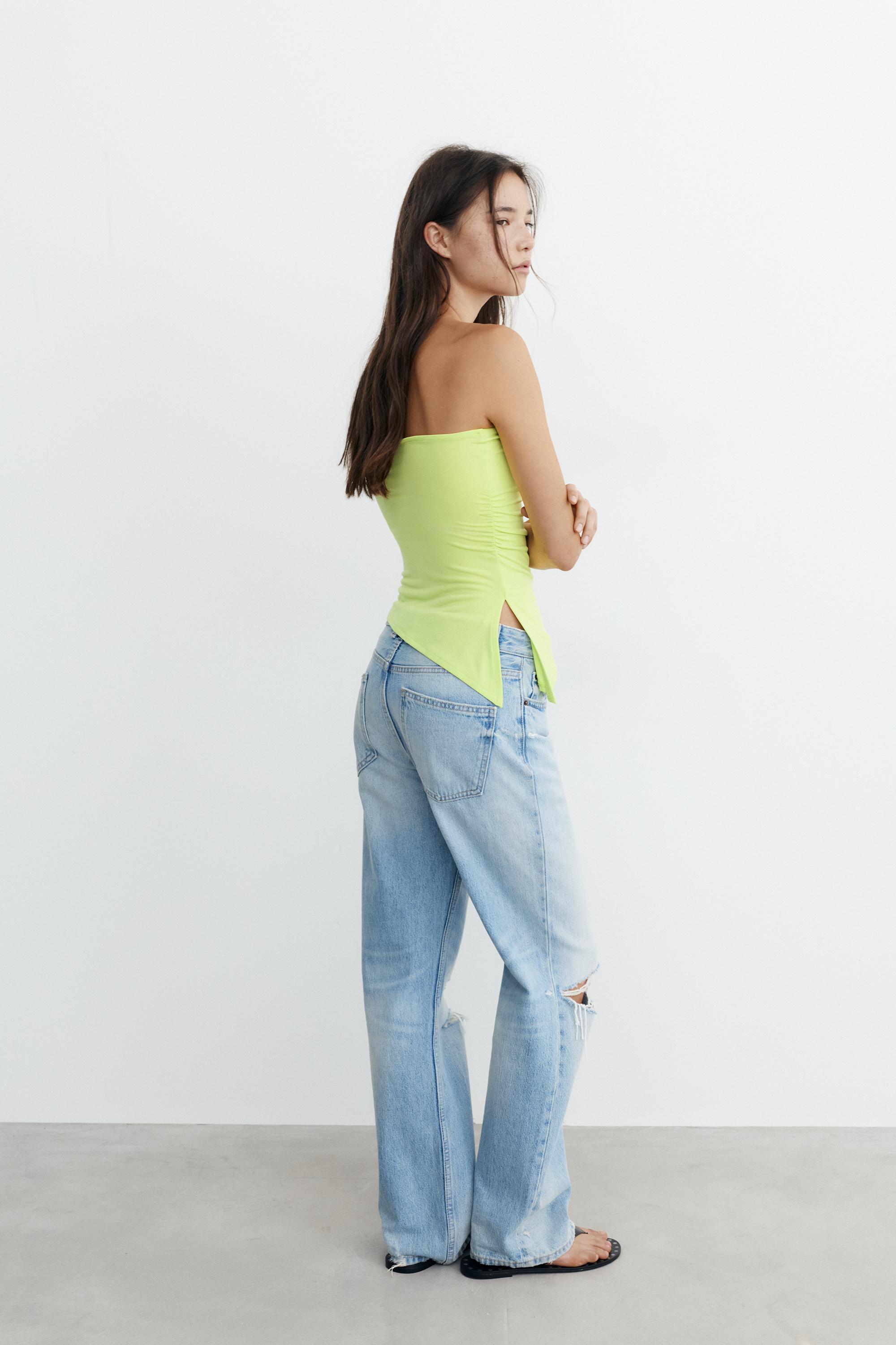 Asymmetric bandeau top — Lime