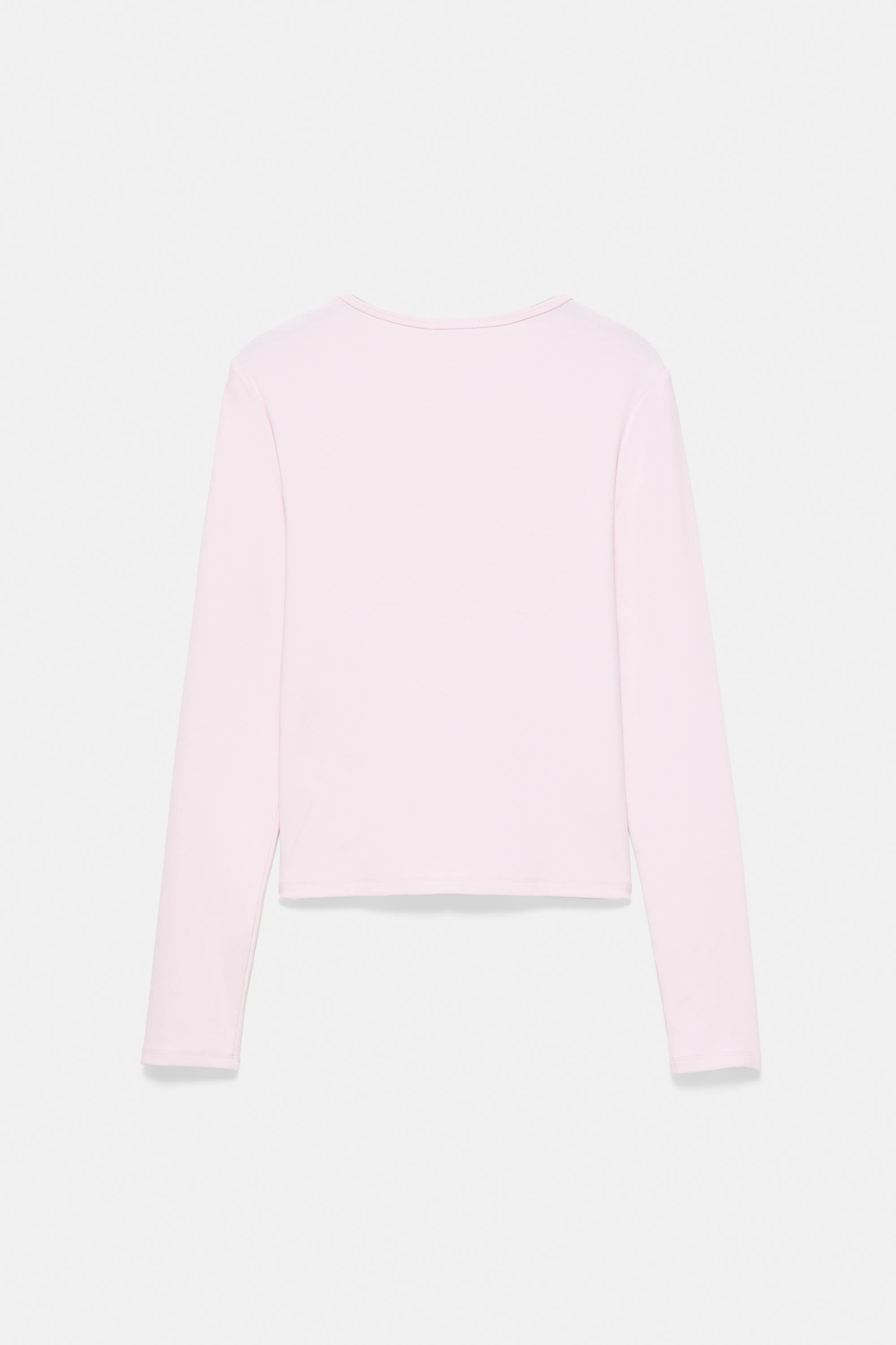 Fitted long sleeve T-shirt — Pink