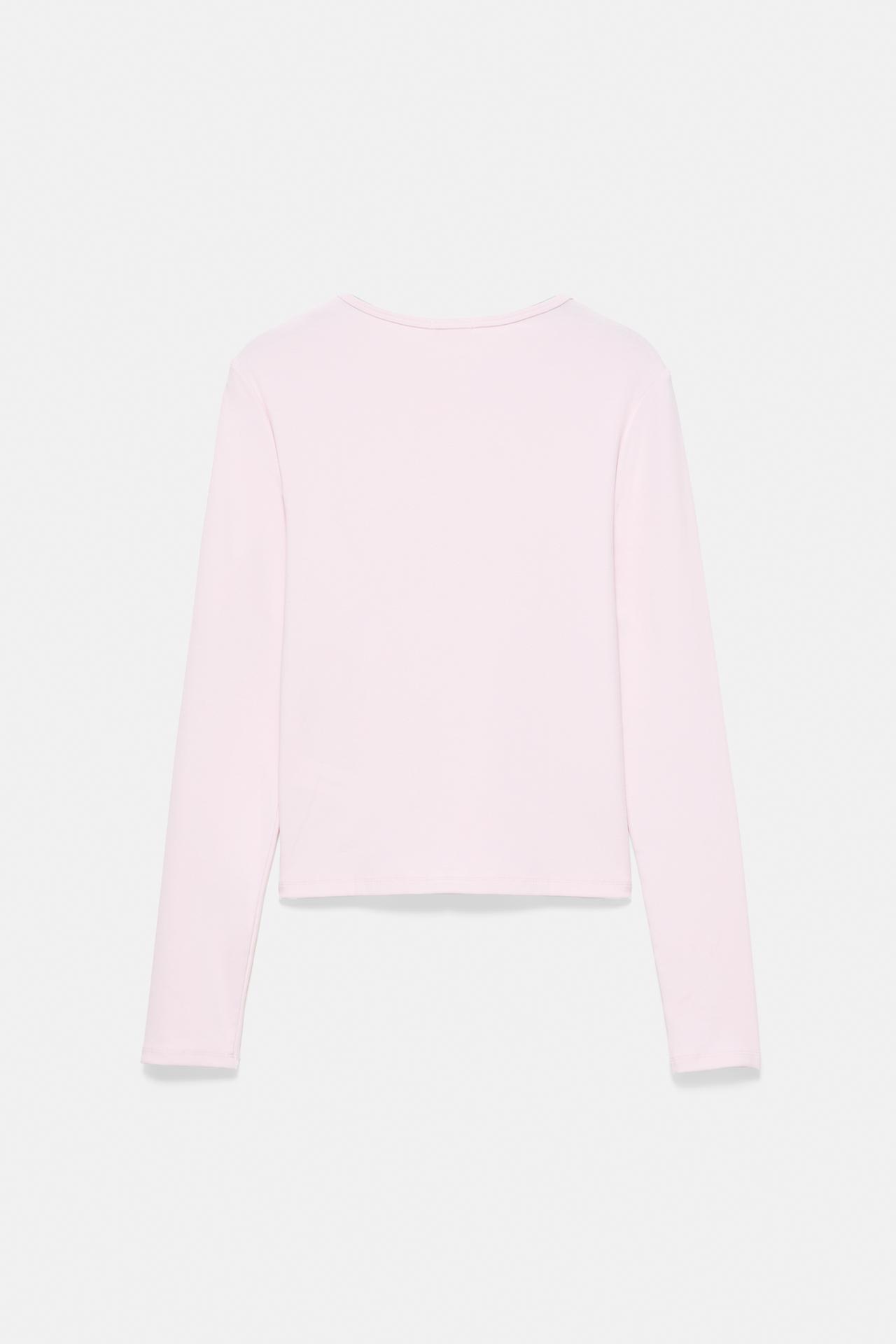 Fitted long sleeve T-shirt — Pink