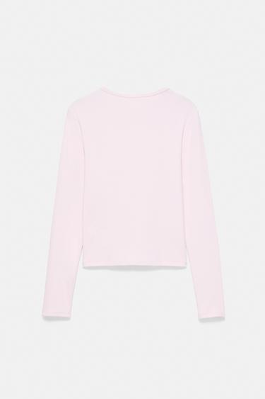Fitted long sleeve T-shirt — Pink 6