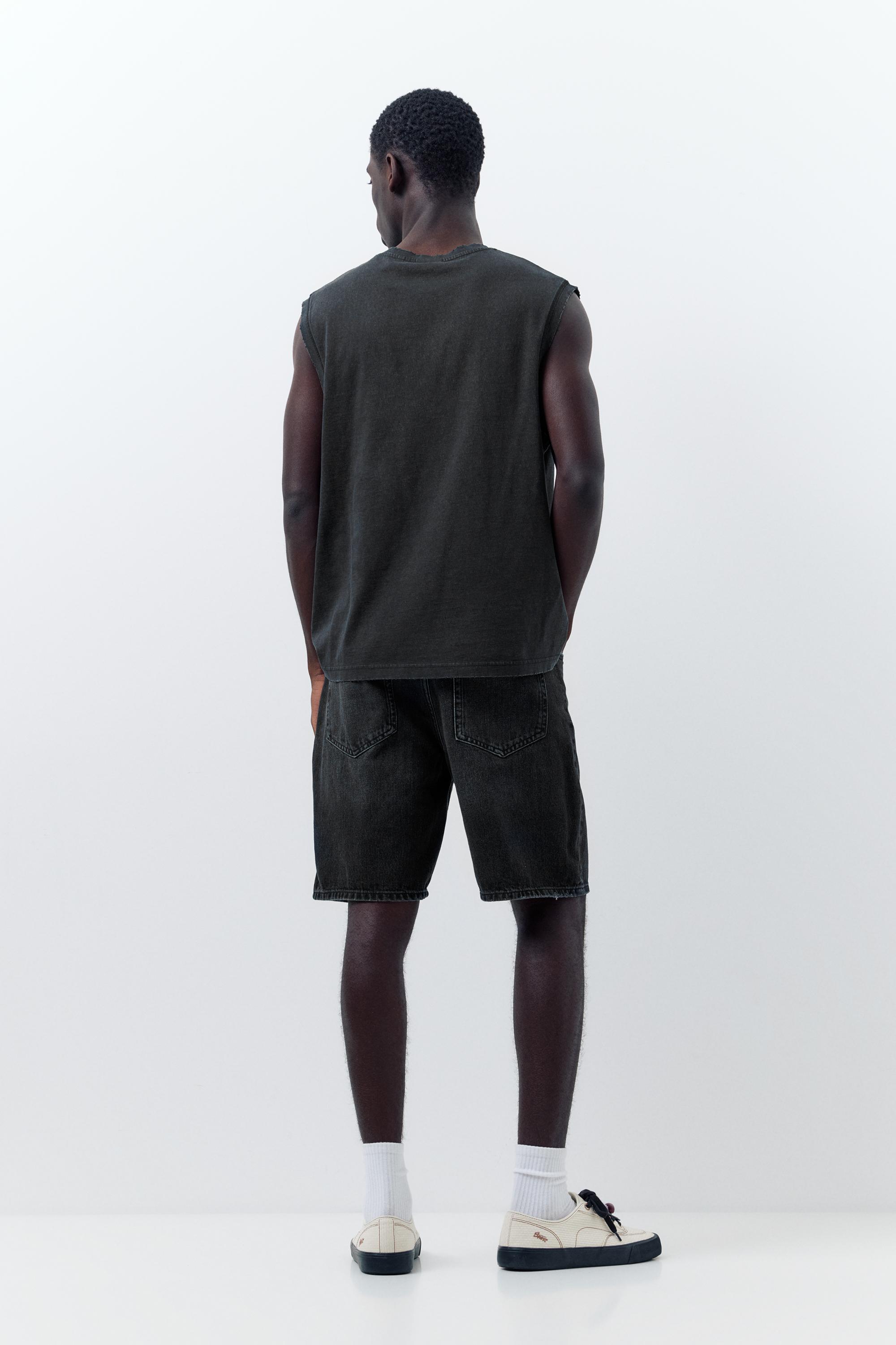 Standard denim Bermuda shorts — Faded black